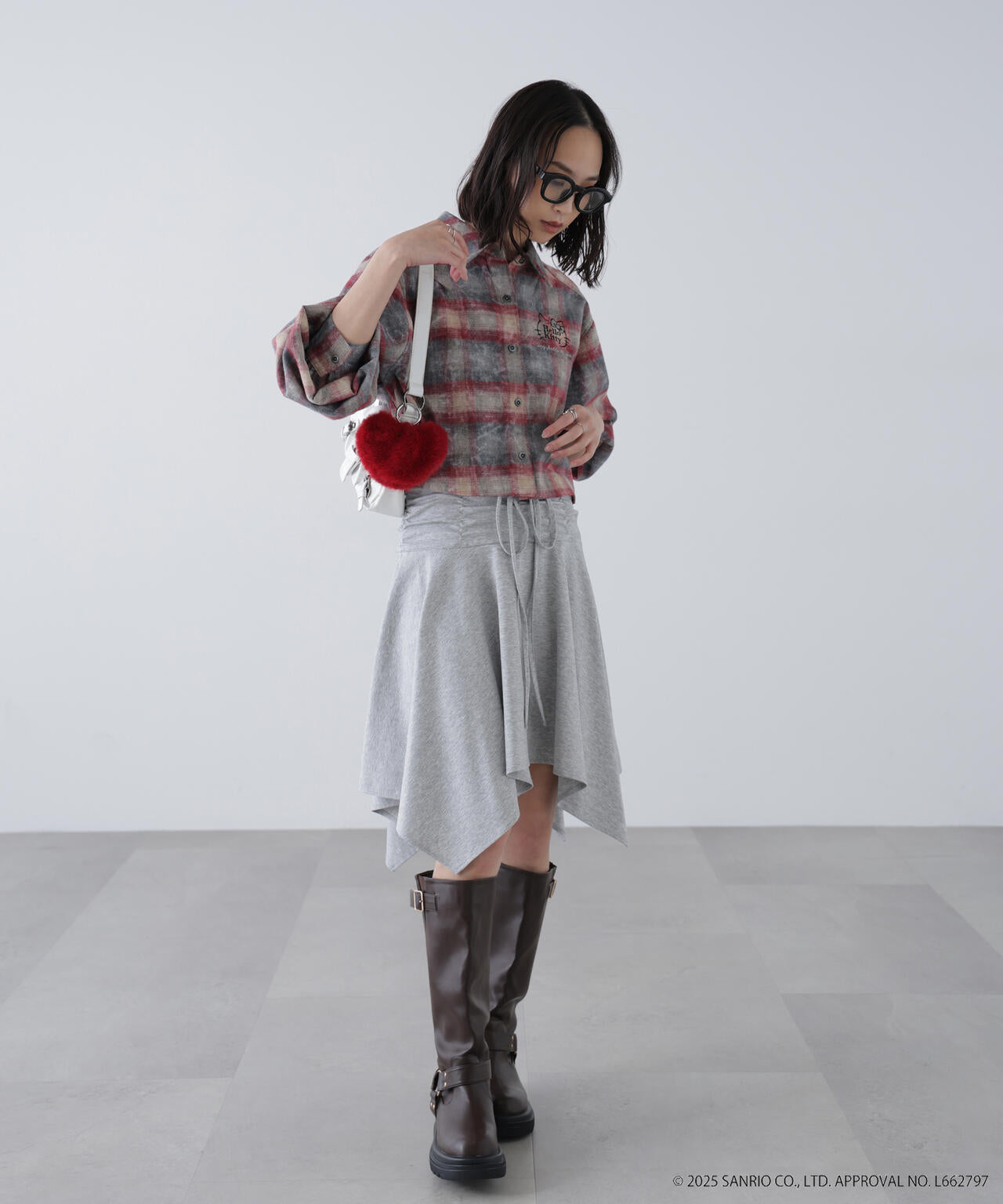 【HELLO KITTY】サンリオキャラクターズコラボ CHECK SHIRT チェックシャツ