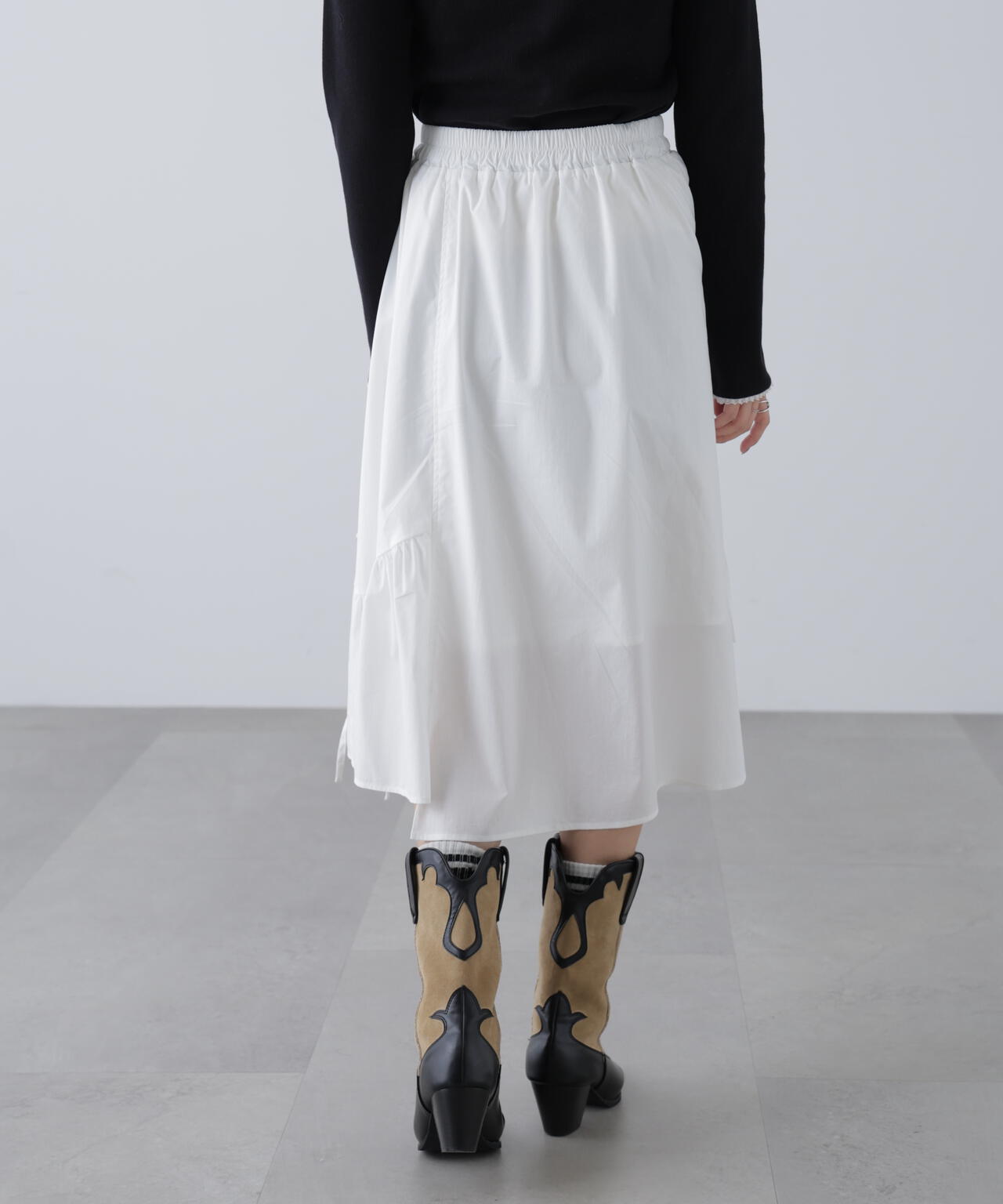 アシメドロストリボンミディスカート