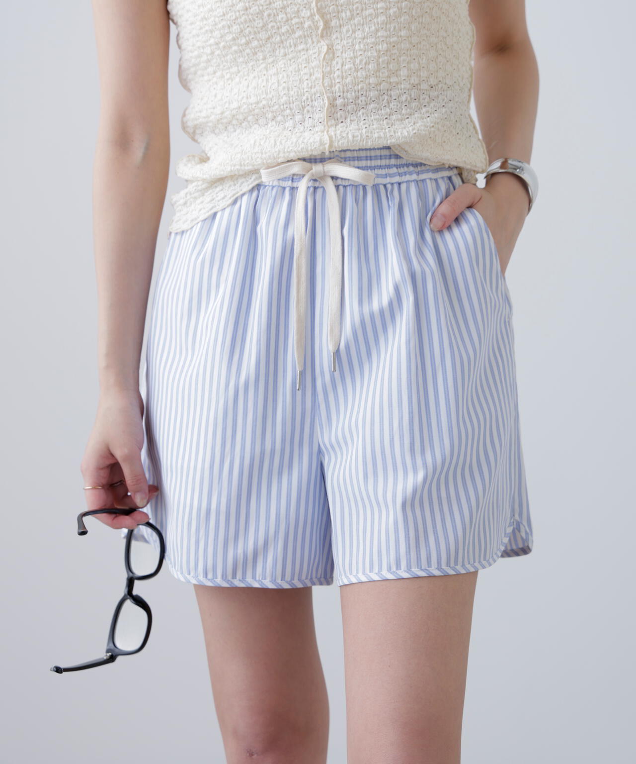 〈セットアップ対応〉ストライプショートパンツ