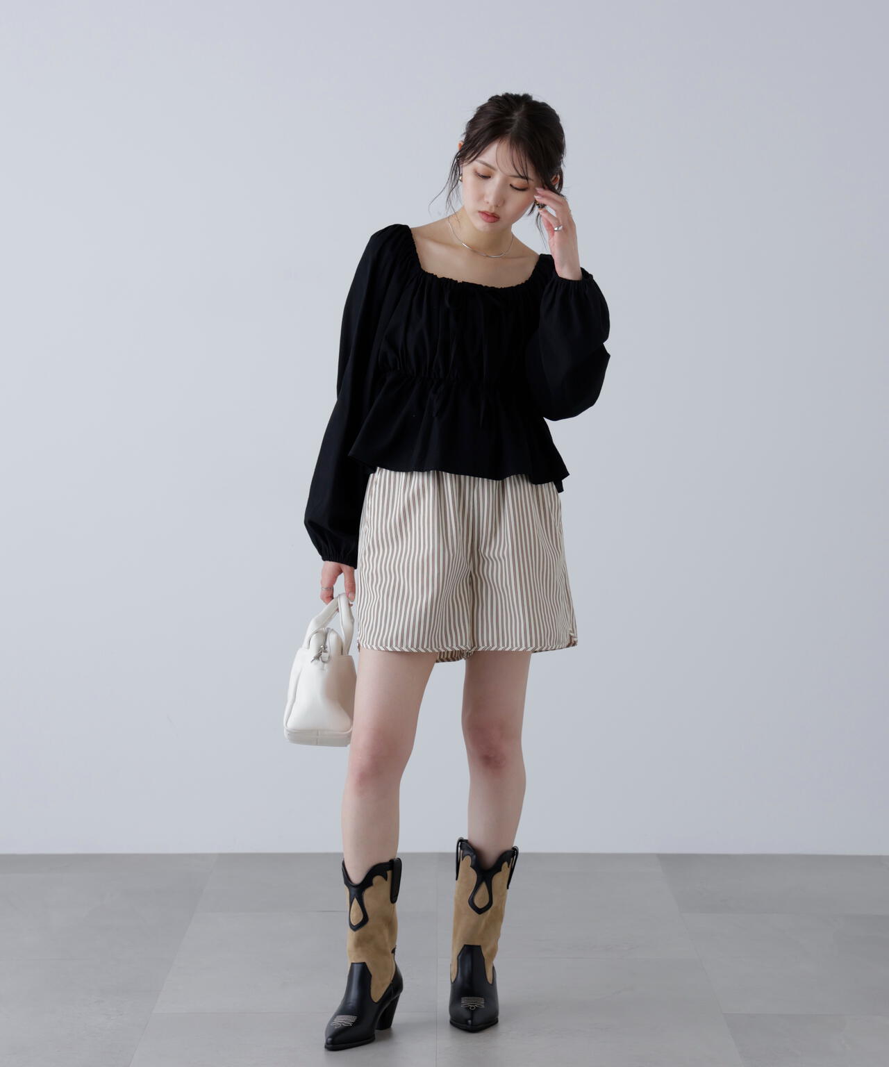 〈セットアップ対応〉ストライプショートパンツ