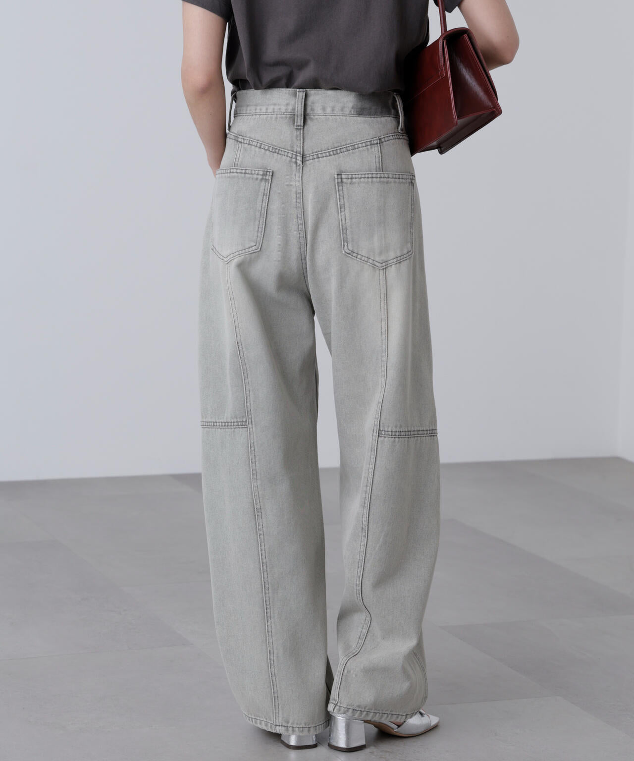 [低身長サイズ/Sシリーズ]アシメベルトコクーンデニムパンツ