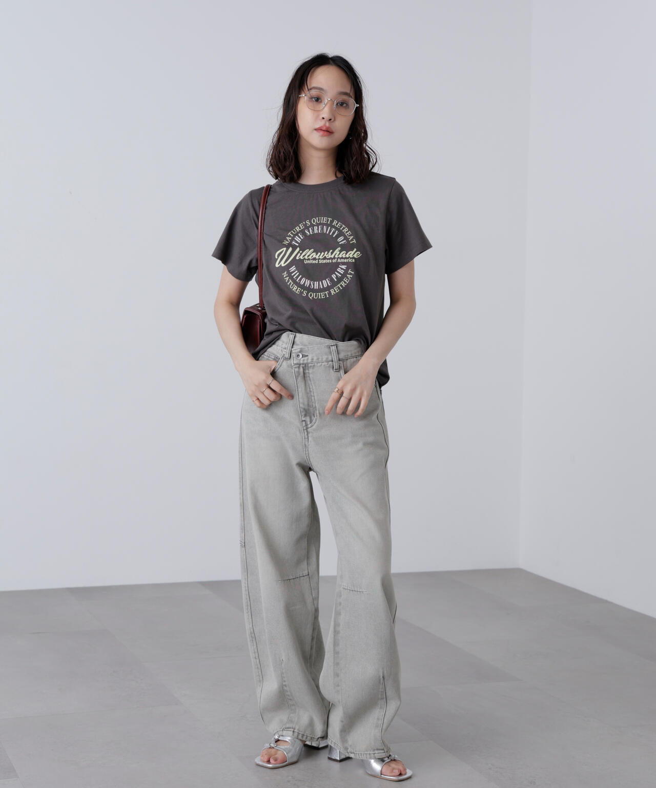 低身長サイズ/Sシリーズ]アシメベルトコクーンデニムパンツ | FREE'S