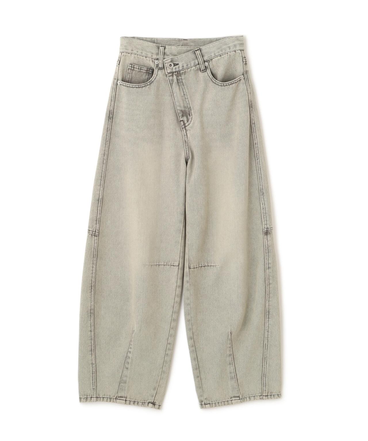 [低身長サイズ/Sシリーズ]アシメベルトコクーンデニムパンツ