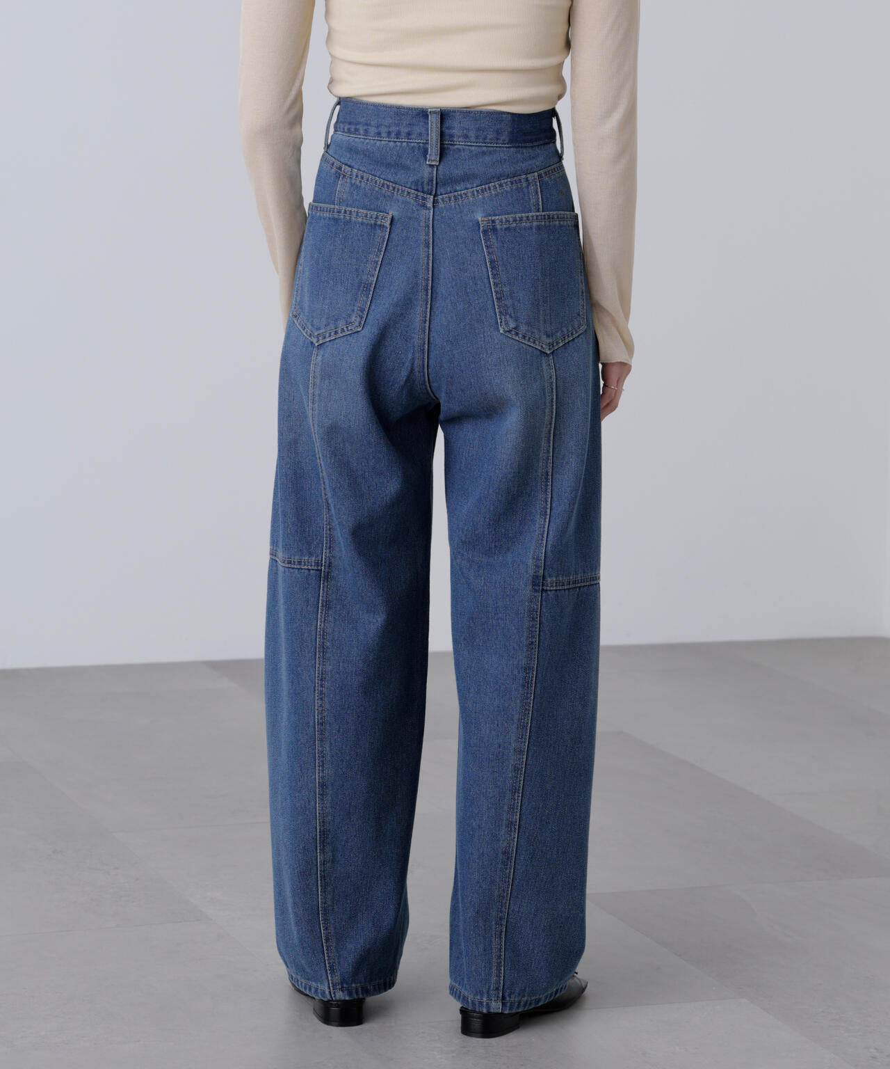 [低身長サイズ/Sシリーズ]アシメベルトコクーンデニムパンツ