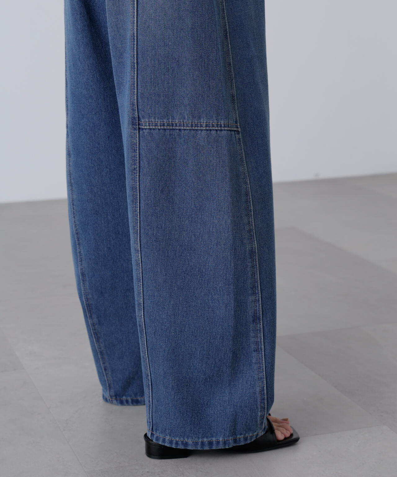 [低身長サイズ/Sシリーズ]アシメベルトコクーンデニムパンツ