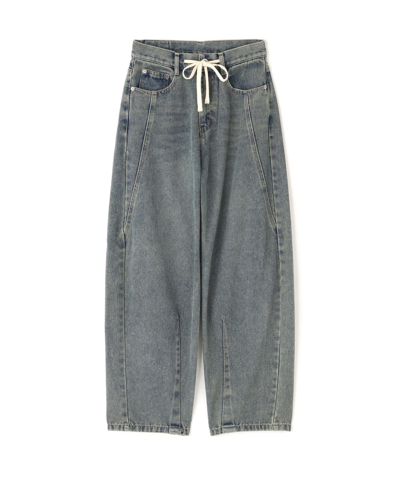 ドロストバレルレッグデニムパンツ