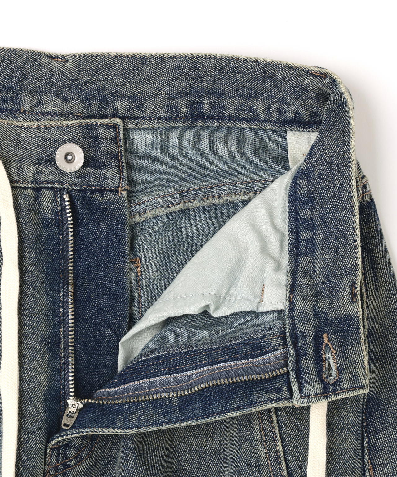 ドロストバレルレッグデニムパンツ