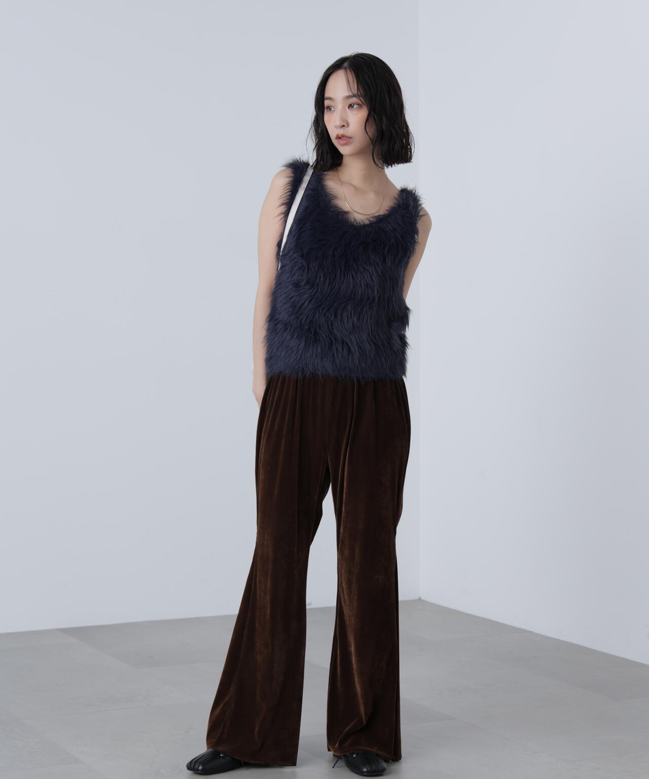 main story ベロアパンツ 3-260054]mizuiro ind(ミズイロインド) ベロアコクーンイージー