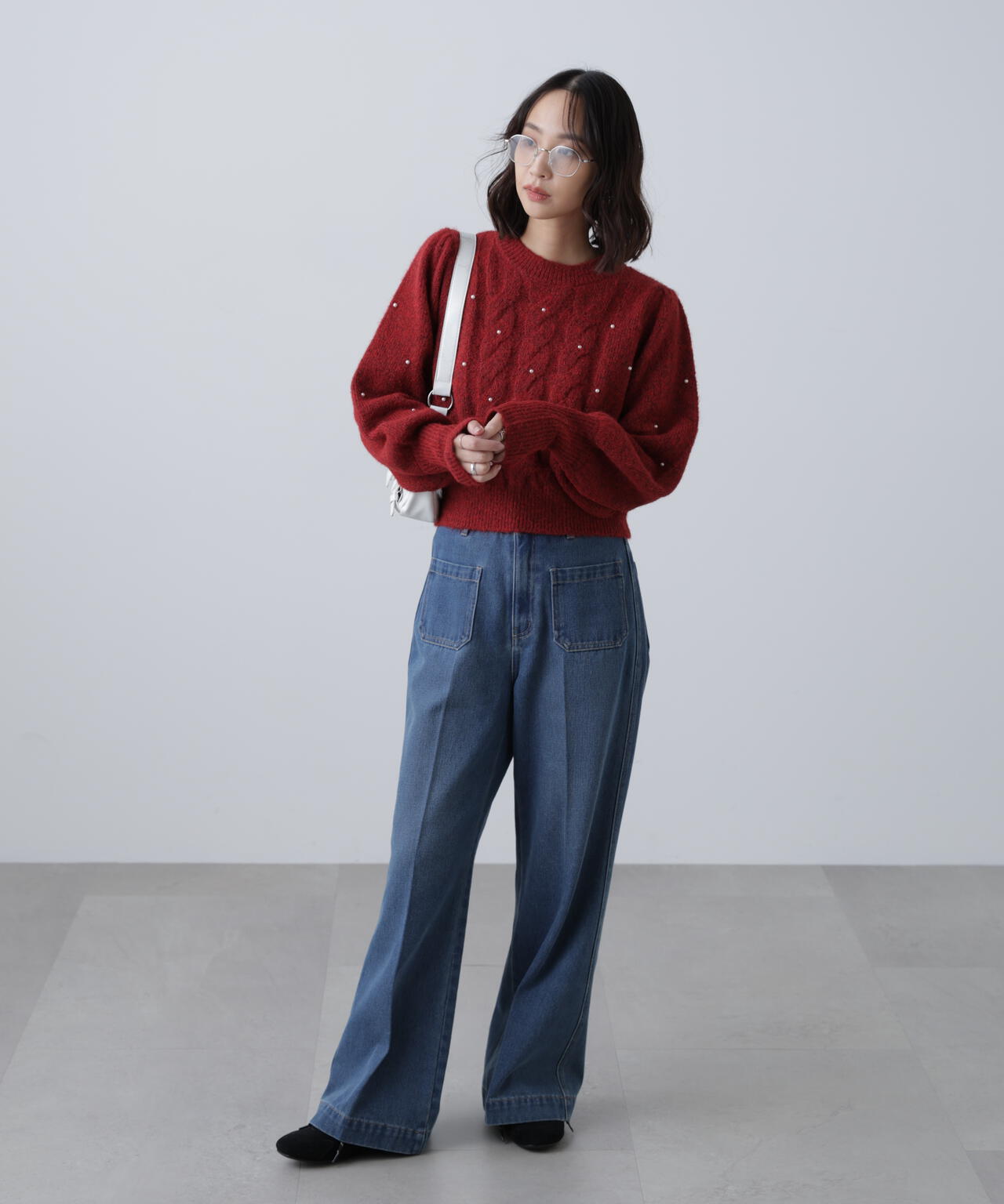 フロントポケットソフトバギーデニムパンツ