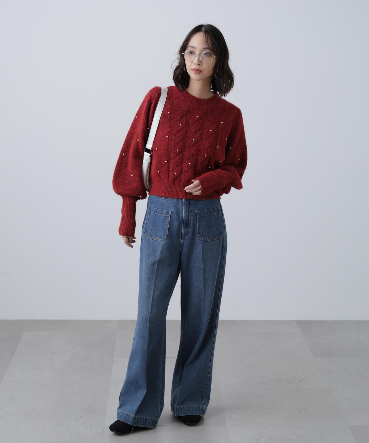 フロントポケットソフトバギーデニムパンツ