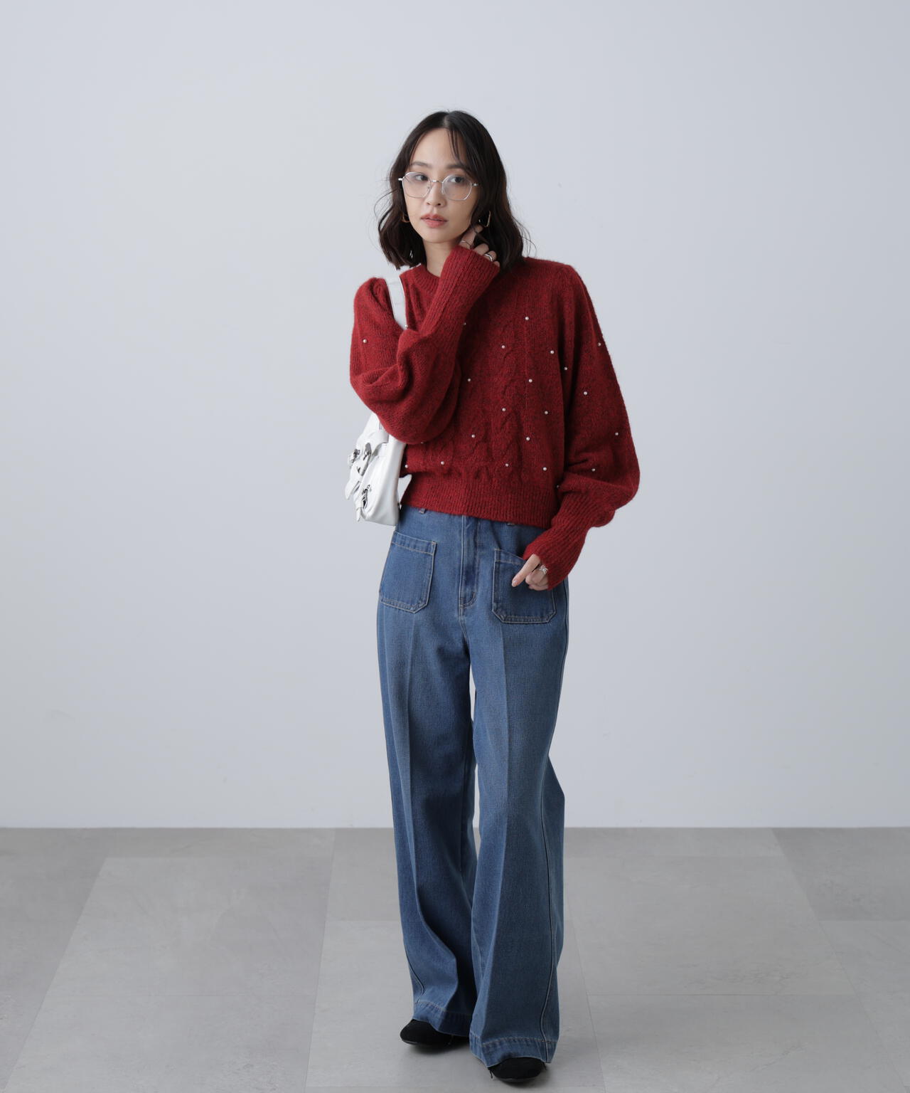 フロントポケットソフトバギーデニムパンツ