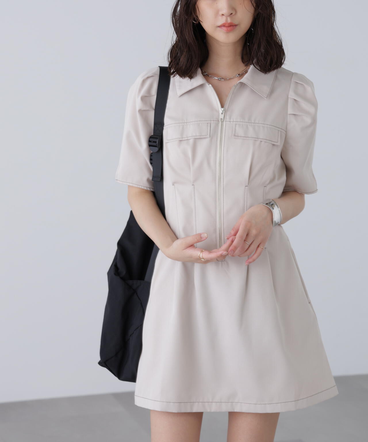 マーズのワンピ 配色ステッチジップミニワンピース | FREE'S MART（フリーズ