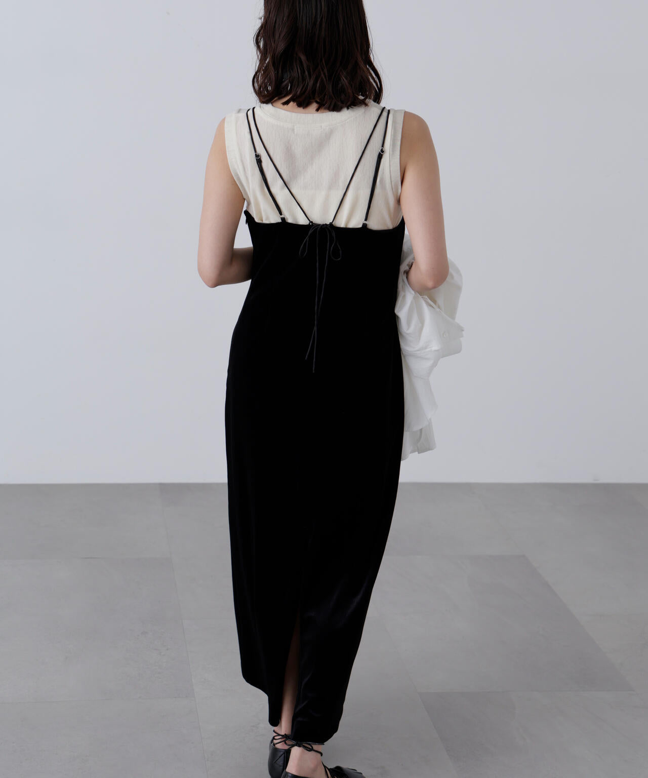 2ストラップベロアキャミワンピース