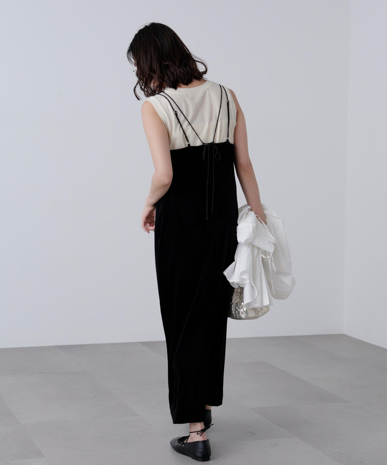 2ストラップベロアキャミワンピース