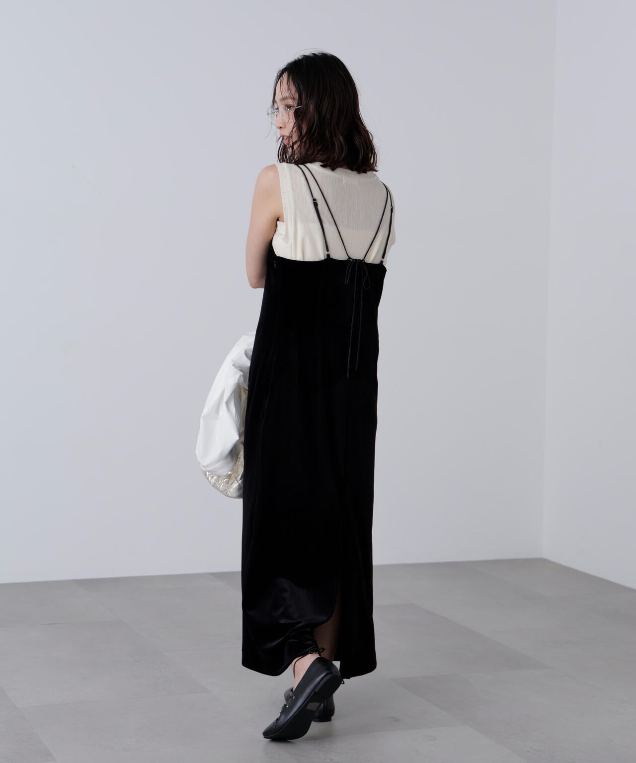 2ストラップベロアキャミワンピース