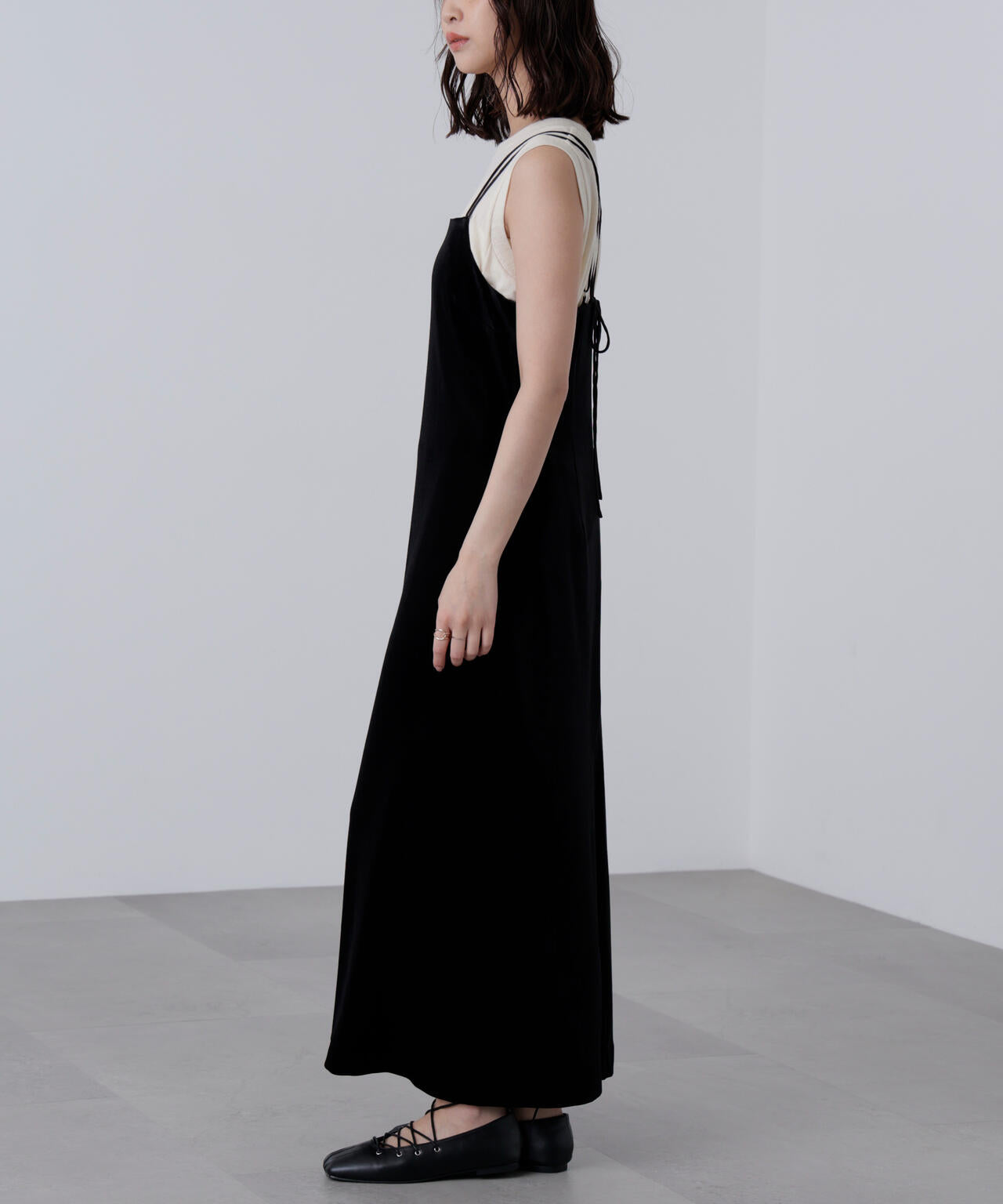 2ストラップベロアキャミワンピース