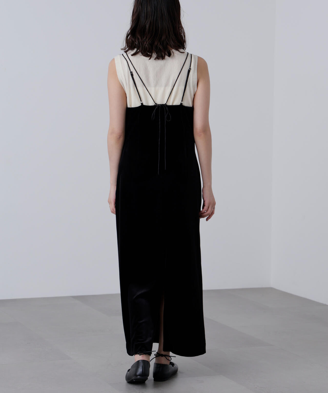 2ストラップベロアキャミワンピース