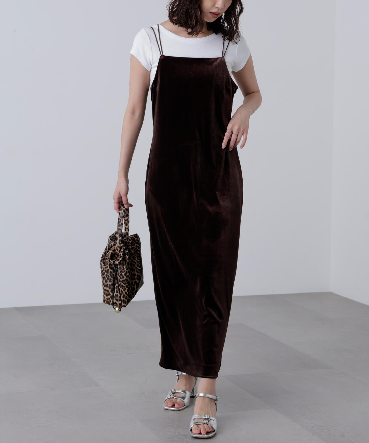 2ストラップベロアキャミワンピース