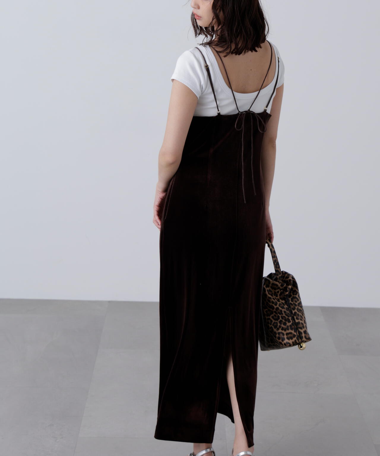 2ストラップベロアキャミワンピース