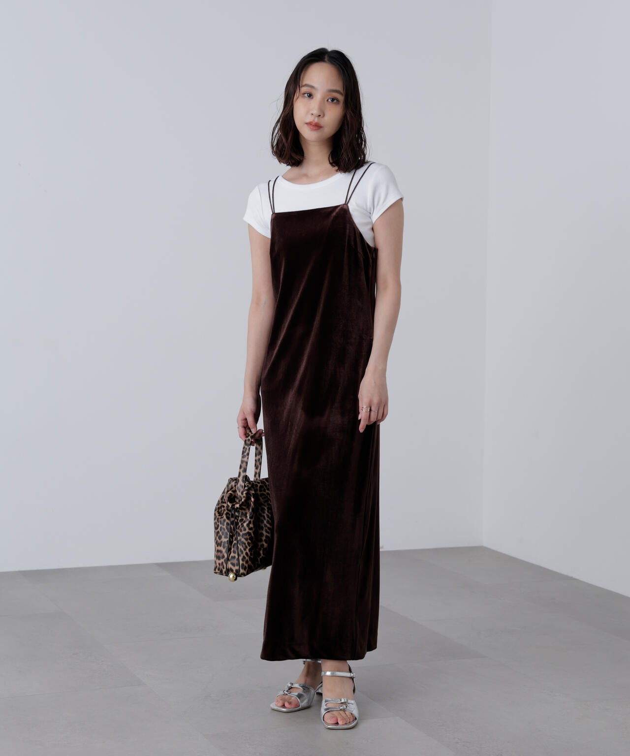 2ストラップベロアキャミワンピース