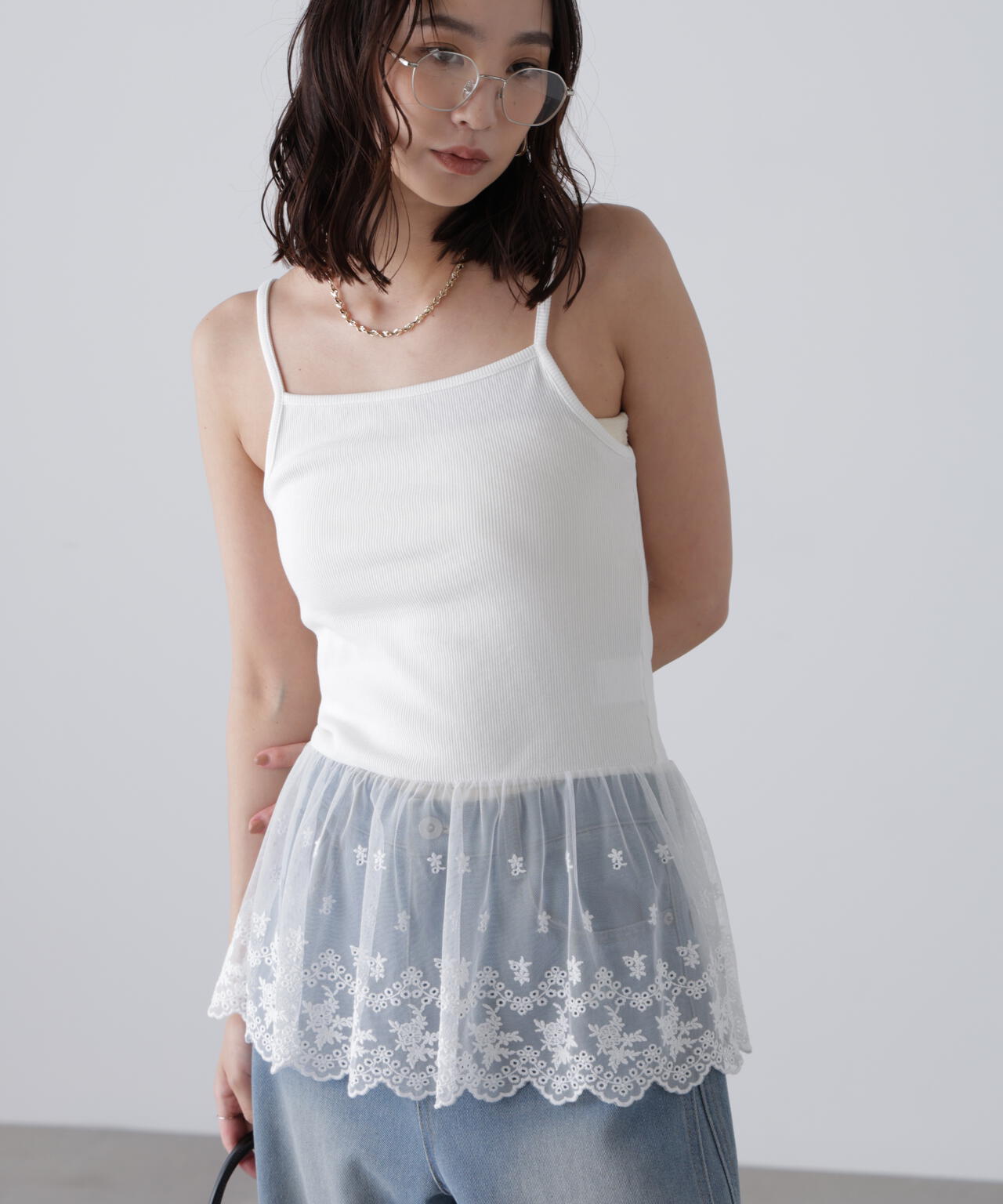 レースドッキングタンクトップ