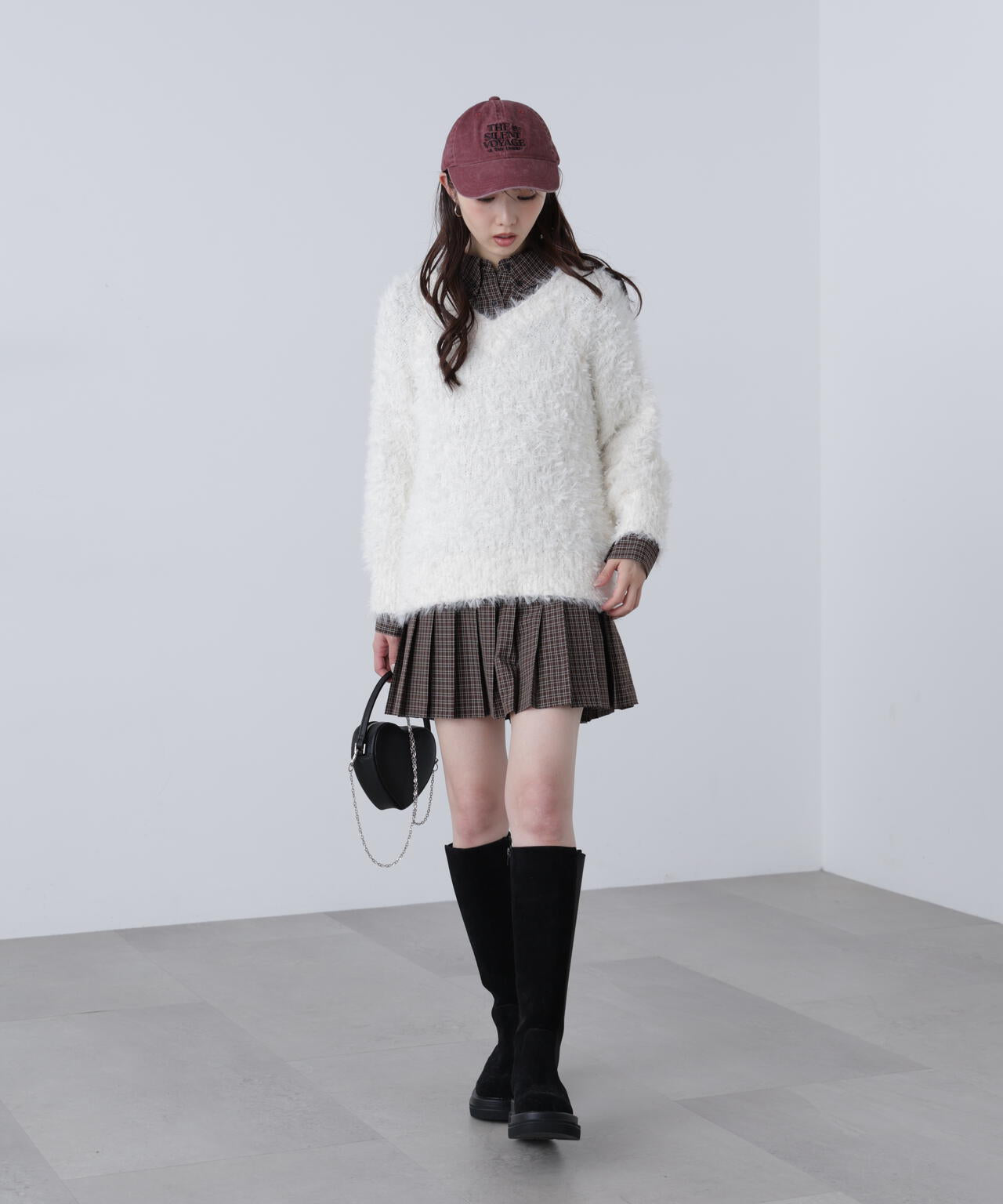 プリーツシャツロングスリーブミニワンピース