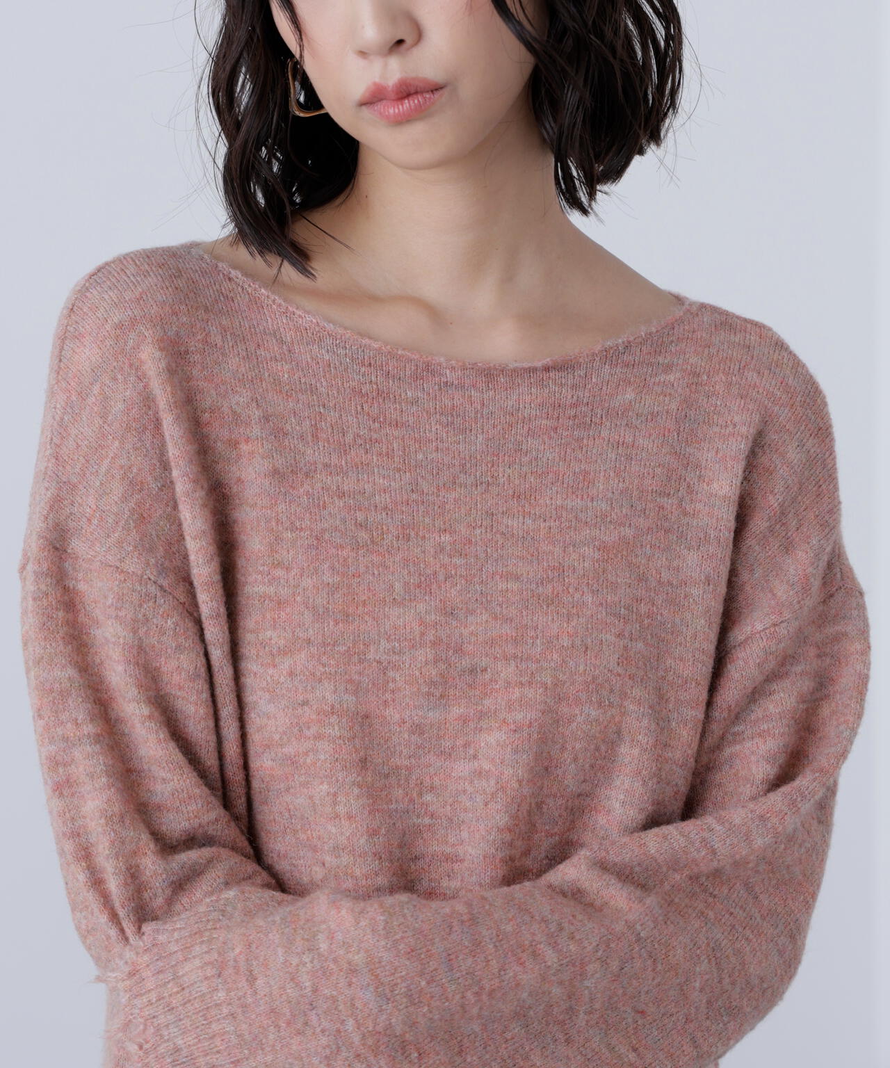 モヘヤ混タイ付きルーズミニワンピース