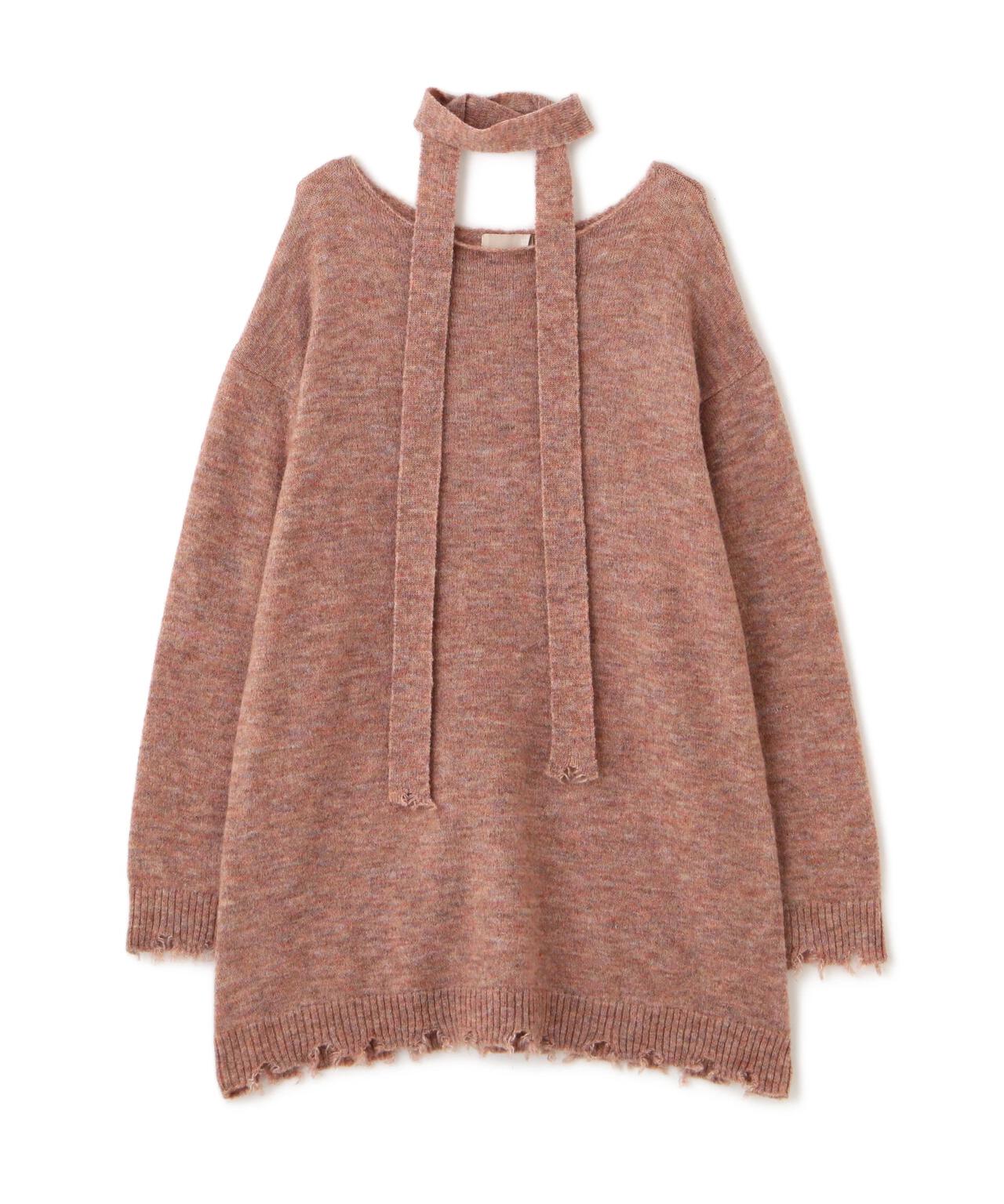 モヘヤ混タイ付きルーズミニワンピース