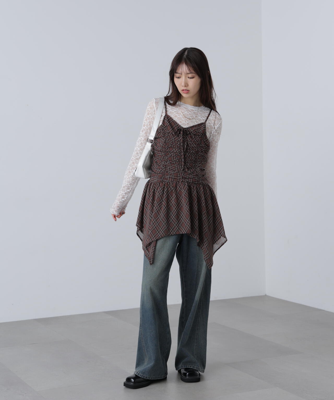 ドロストイレヘムキャミミニワンピース