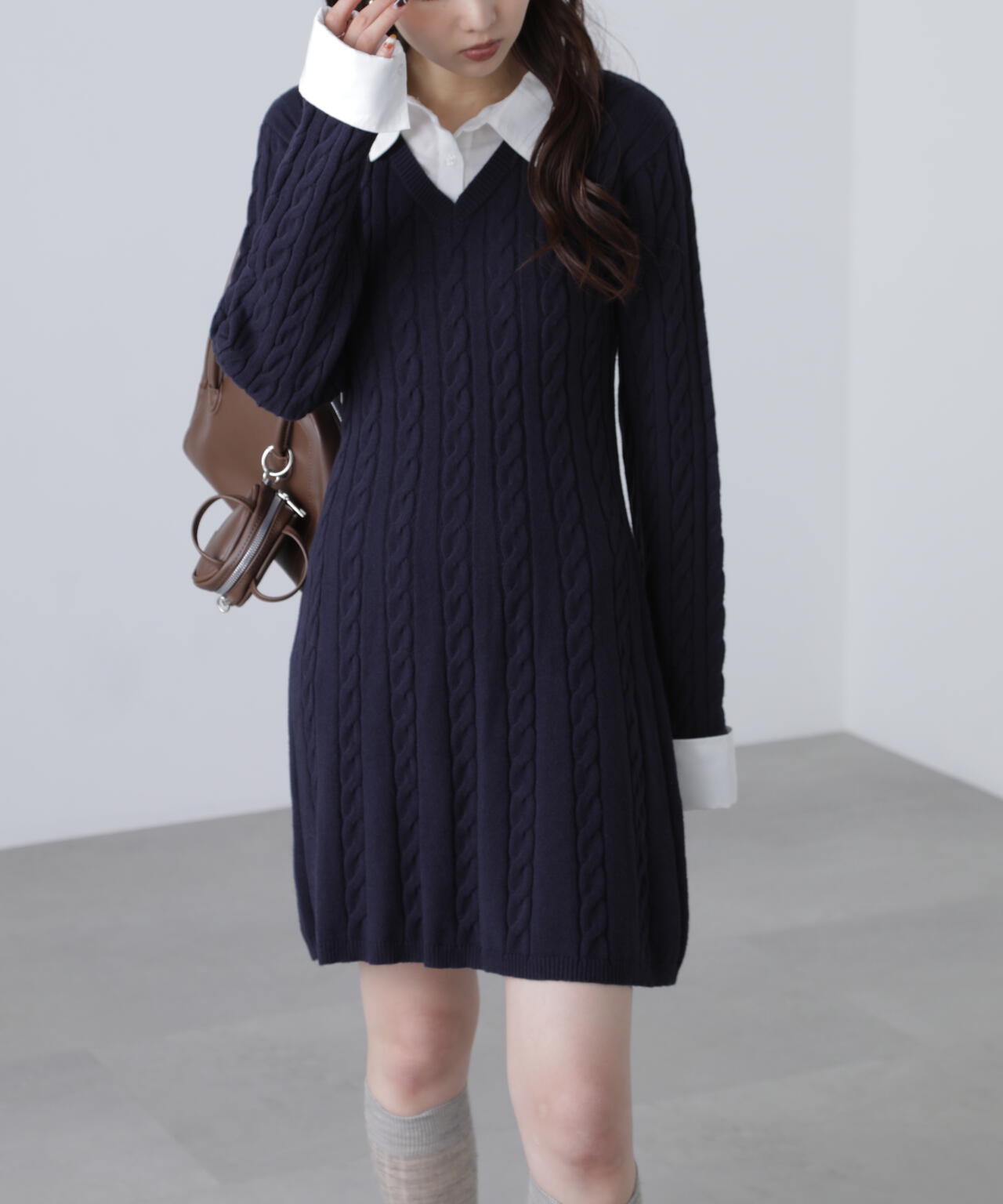 レイヤード風ケーブルニットミニワンピース | FREE'S MART（フリーズ