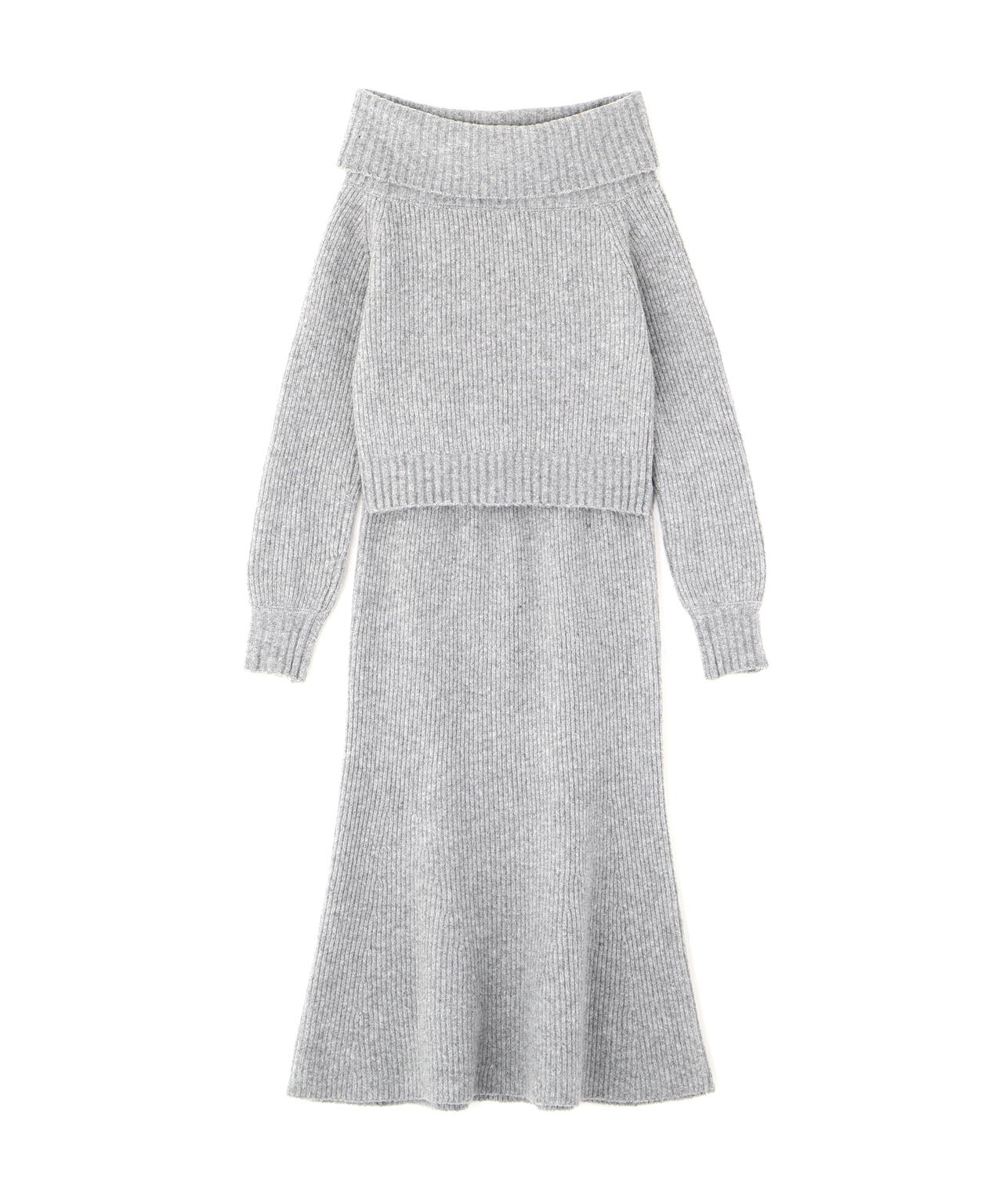 オフショルニットマーメイドスカートセットアップ