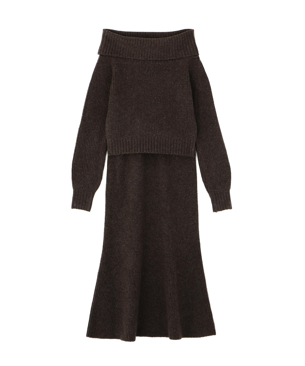 オフショルニットマーメイドスカートセットアップ