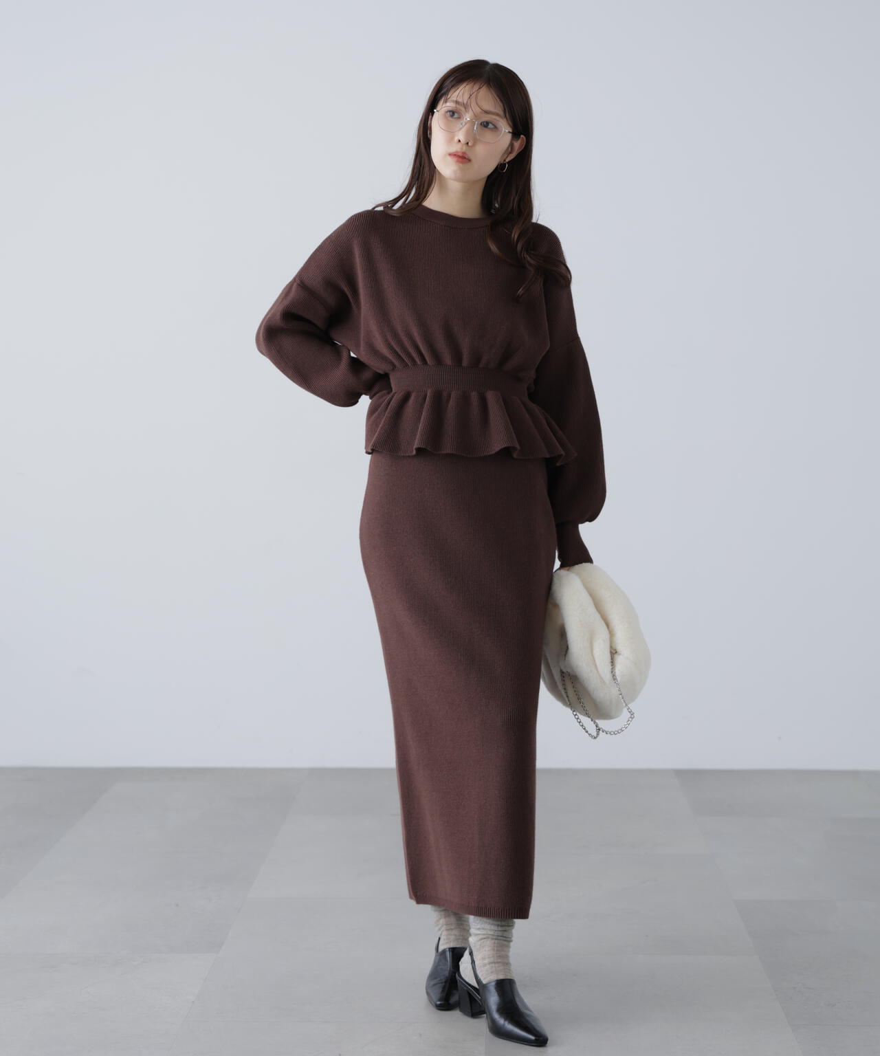 ma_sa　スラックス&ペプラムニット ma_sa スラックス&ペプラムニット ノースリーブペプラムニット（ニット