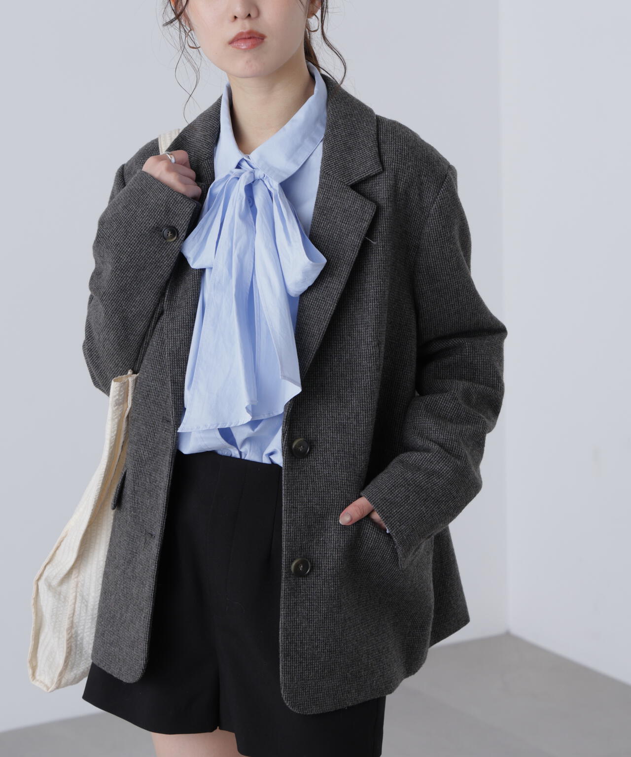 ベージュ系・ブラウン系 追加生産予約】ウール混オーバーサイズ