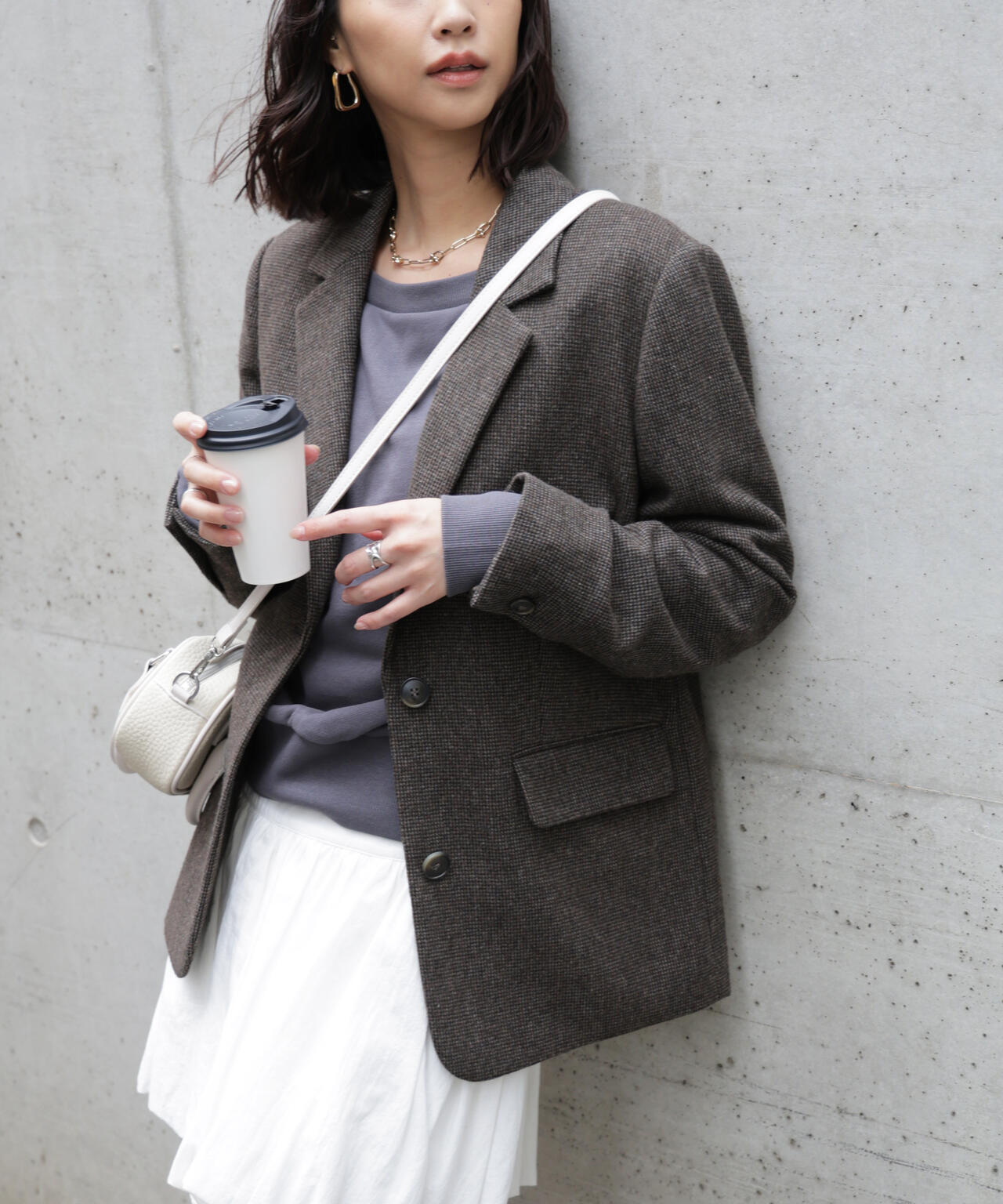 ベージュ ウール オーバーサイズジャケット オーバーサイズジャケット - ダークベージュ - レディース | H&M JP