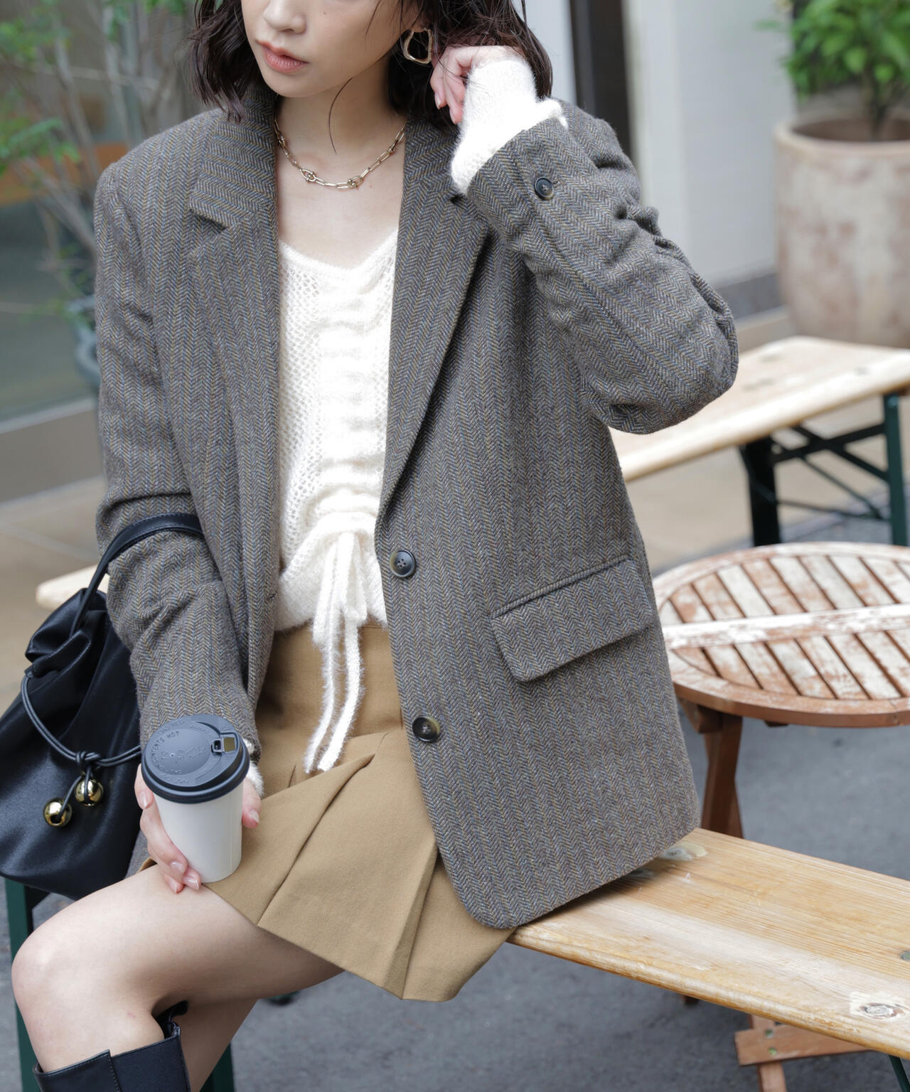 ウール混オーバーサイズジャケット