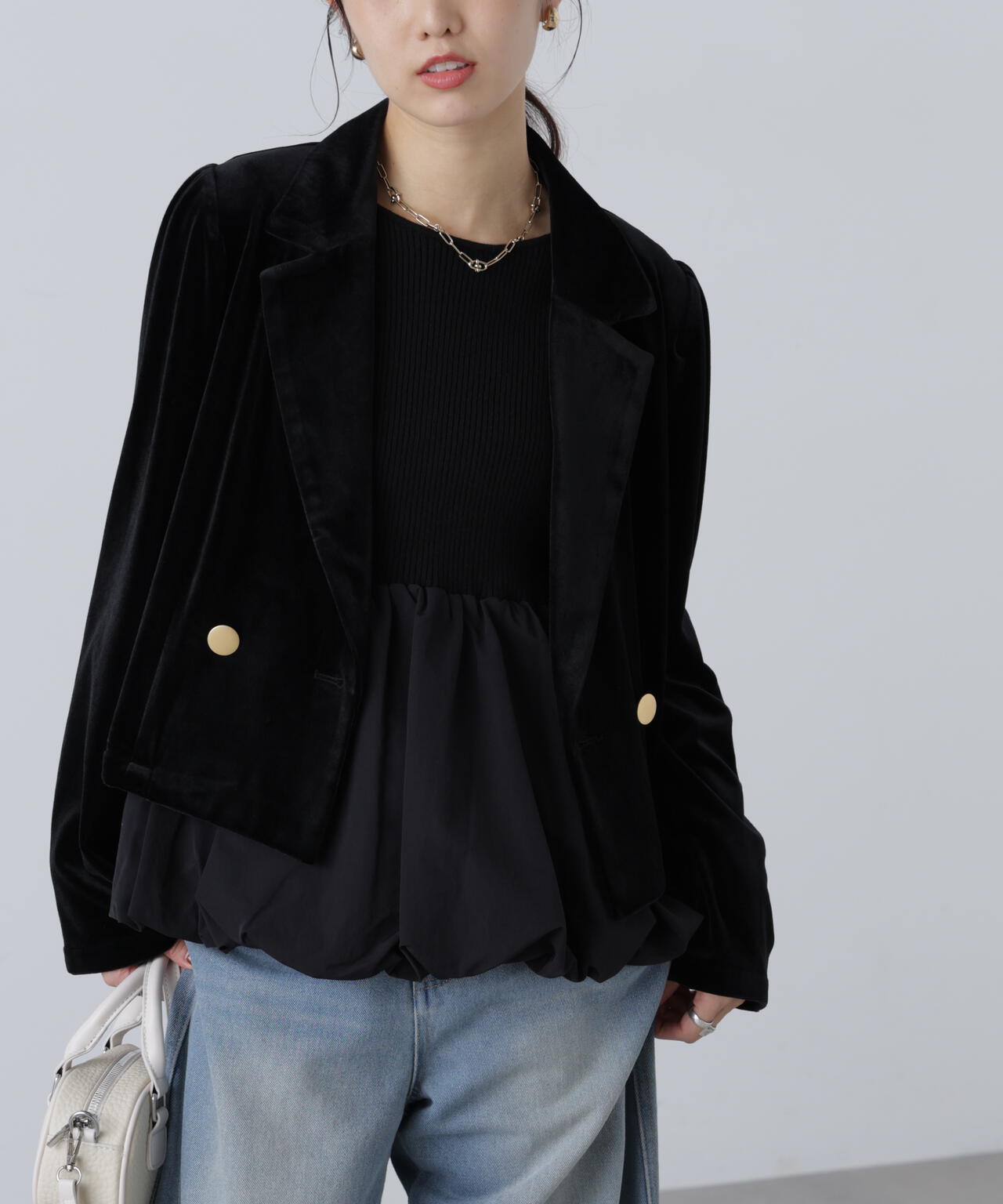 MFM】金ボタンベロアクロップドジャケット | FREE'S MART（フリーズ