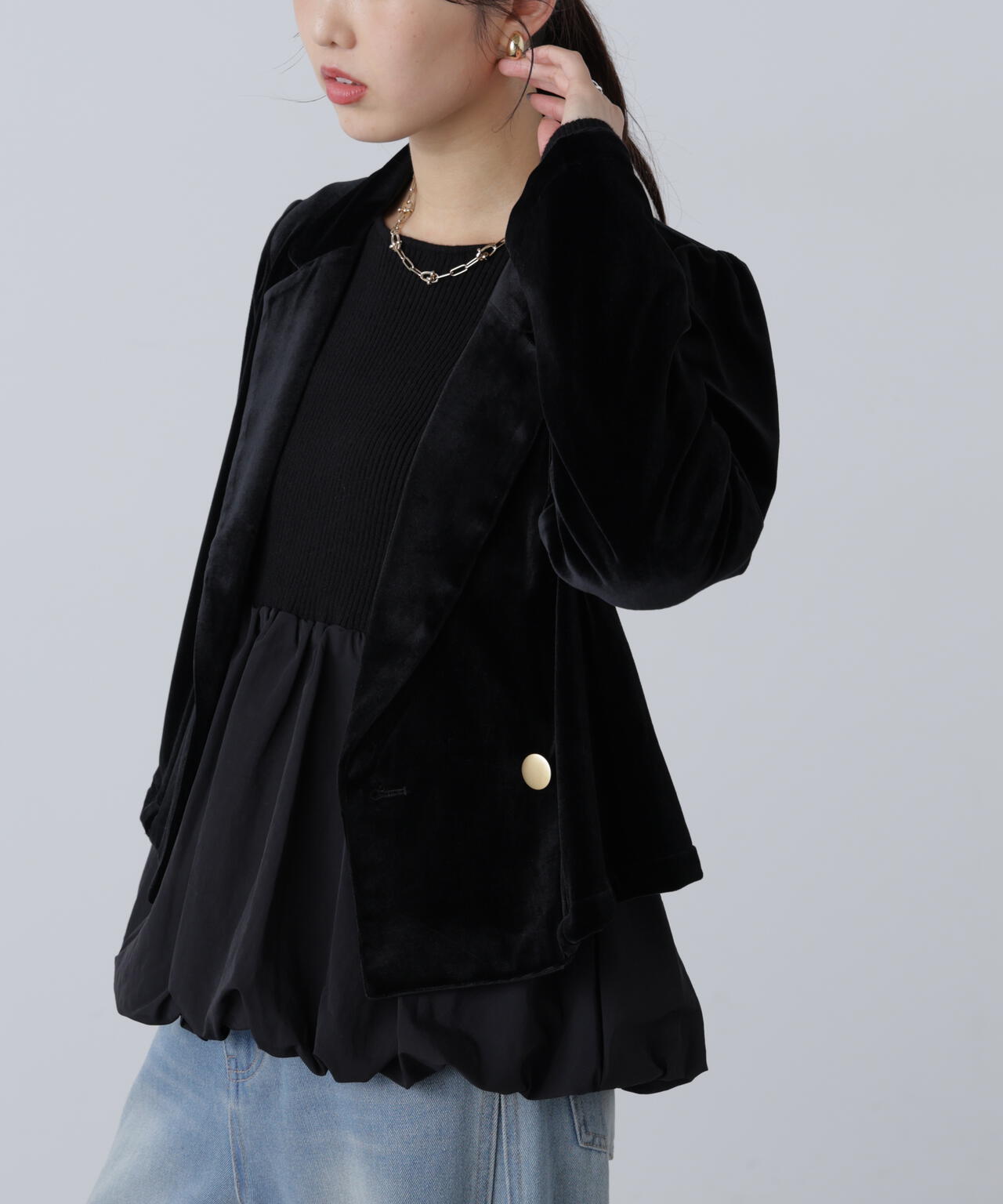 MFM】金ボタンベロアクロップドジャケット | FREE'S MART（フリーズ