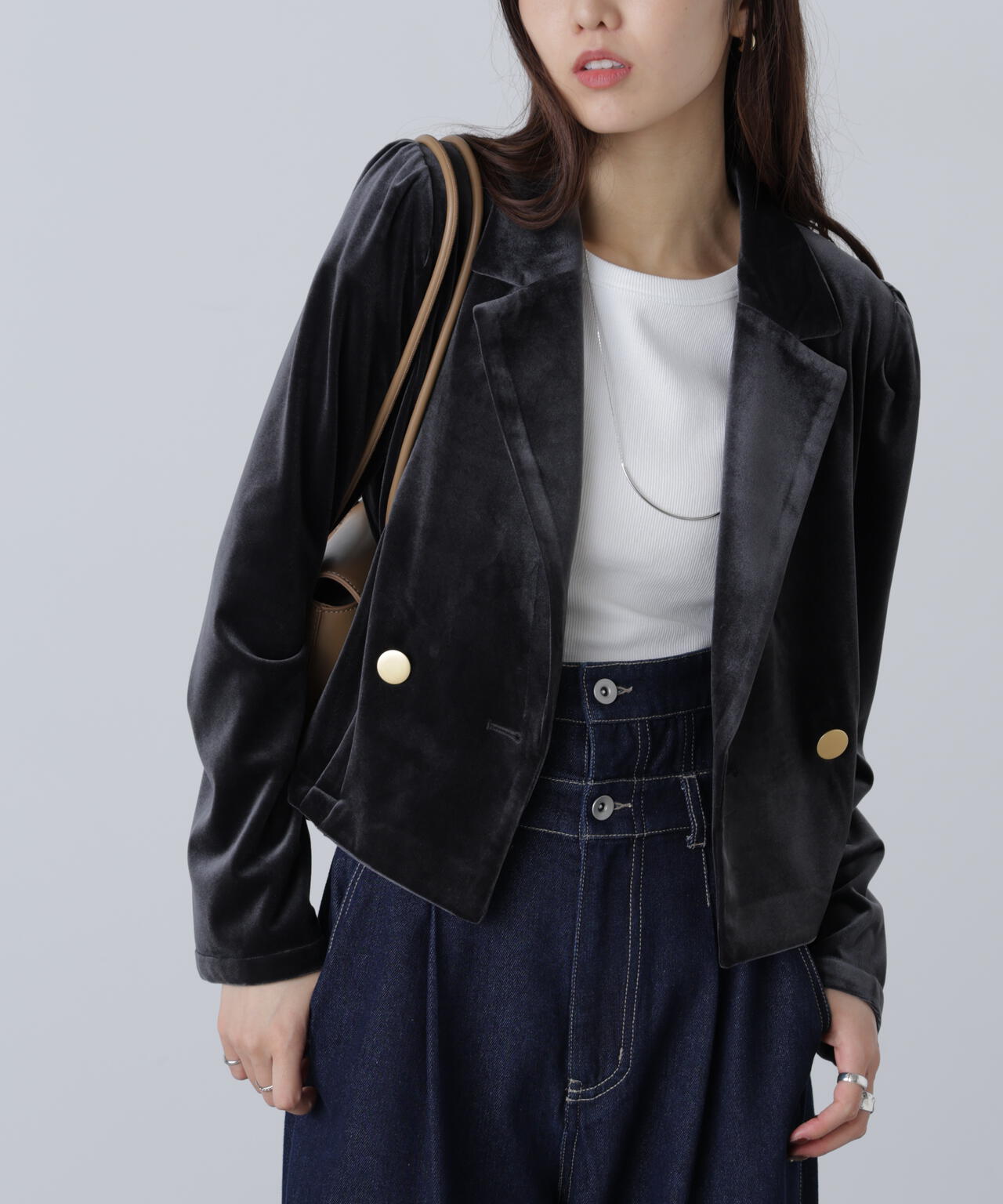 MFM】金ボタンベロアクロップドジャケット | FREE'S MART（フリーズ
