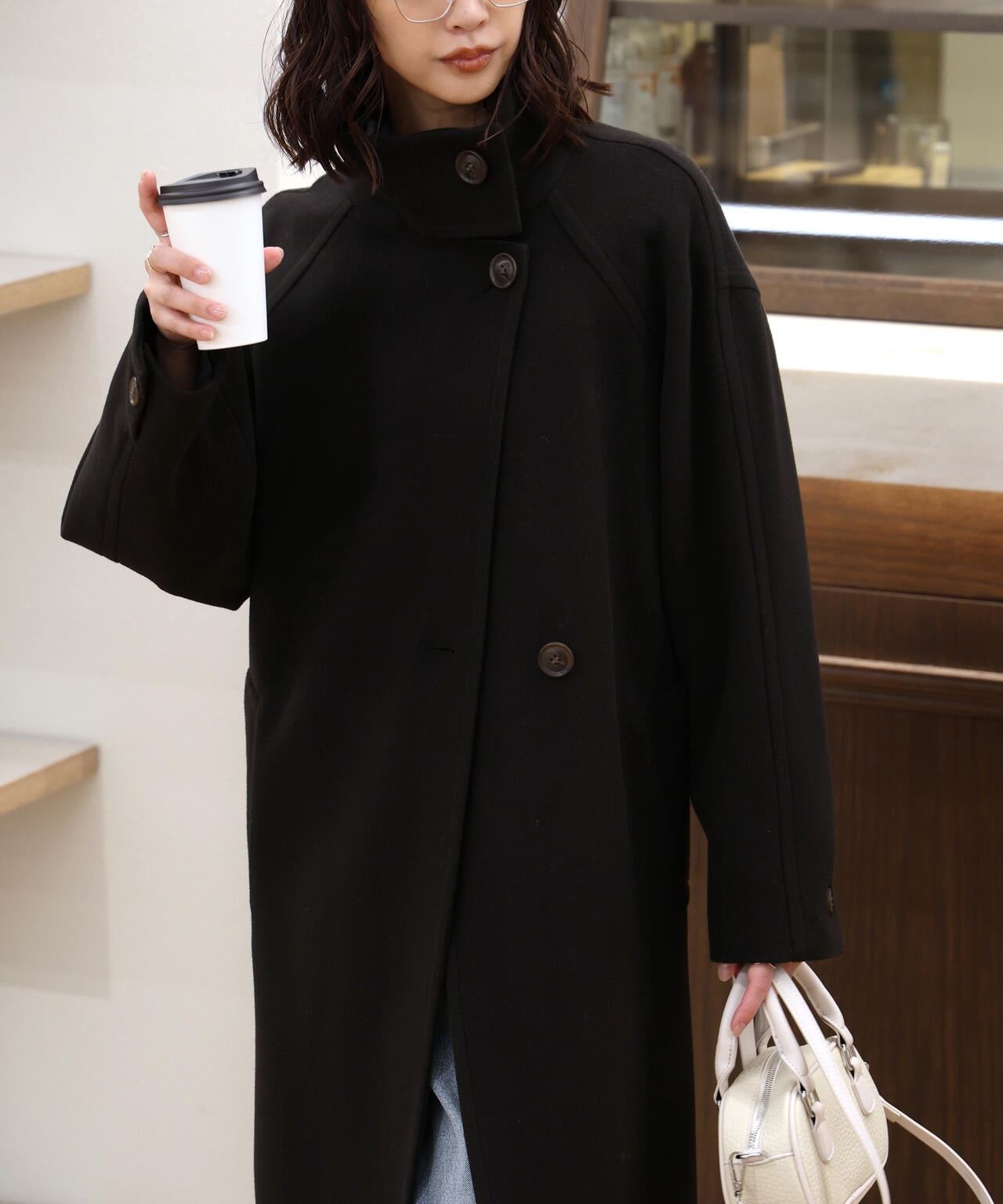 [累計販売5000枚！選べる4色]【3サイズ展開XS-M】スタンドカラーメルトンロングコート【低身長サイズ有】