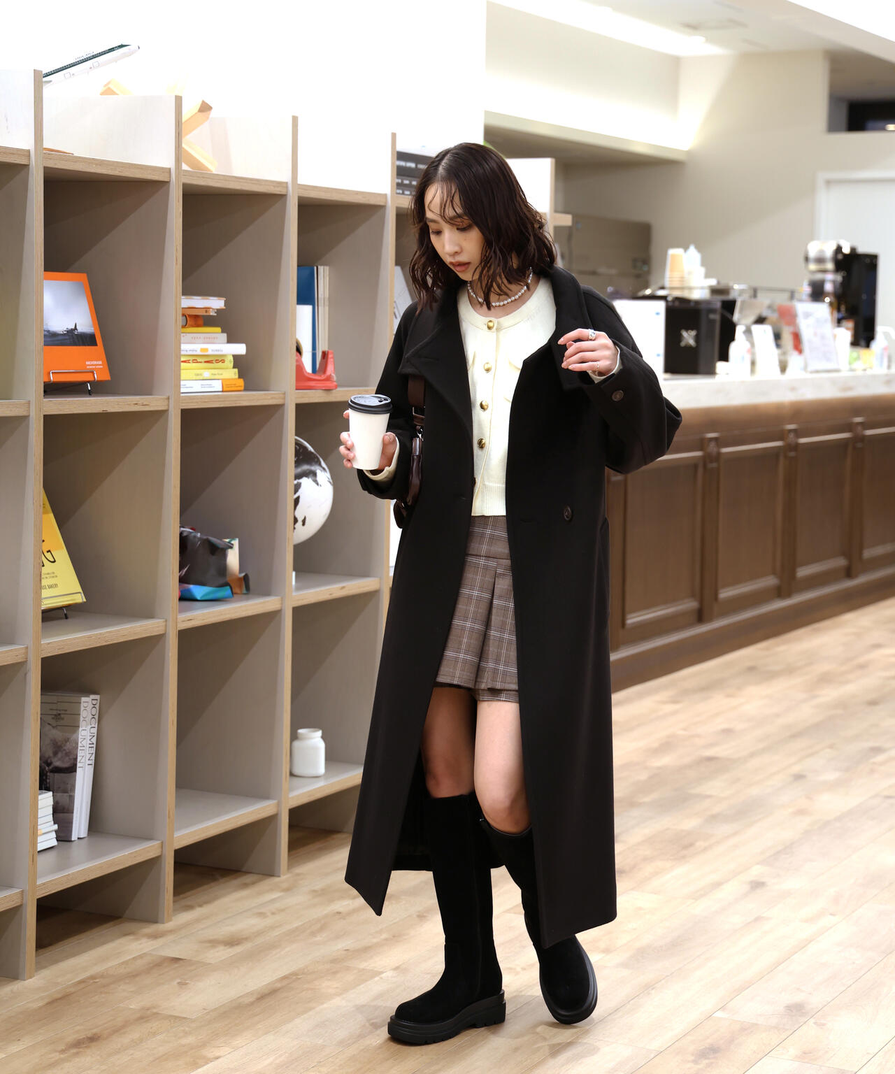 [累計販売5000枚！選べる4色]【3サイズ展開XS-M】スタンドカラーメルトンロングコート【低身長サイズ有】