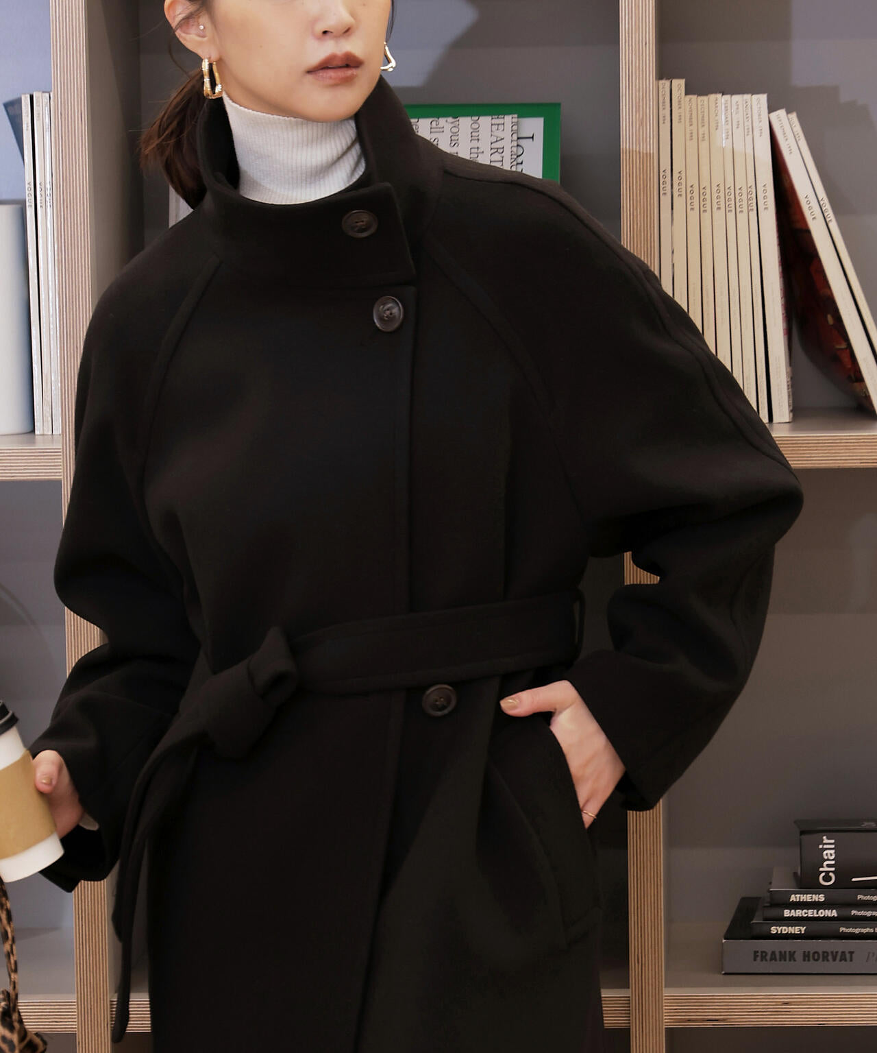 [累計販売5000枚！選べる4色]【3サイズ展開XS-M】スタンドカラーメルトンロングコート【低身長サイズ有】