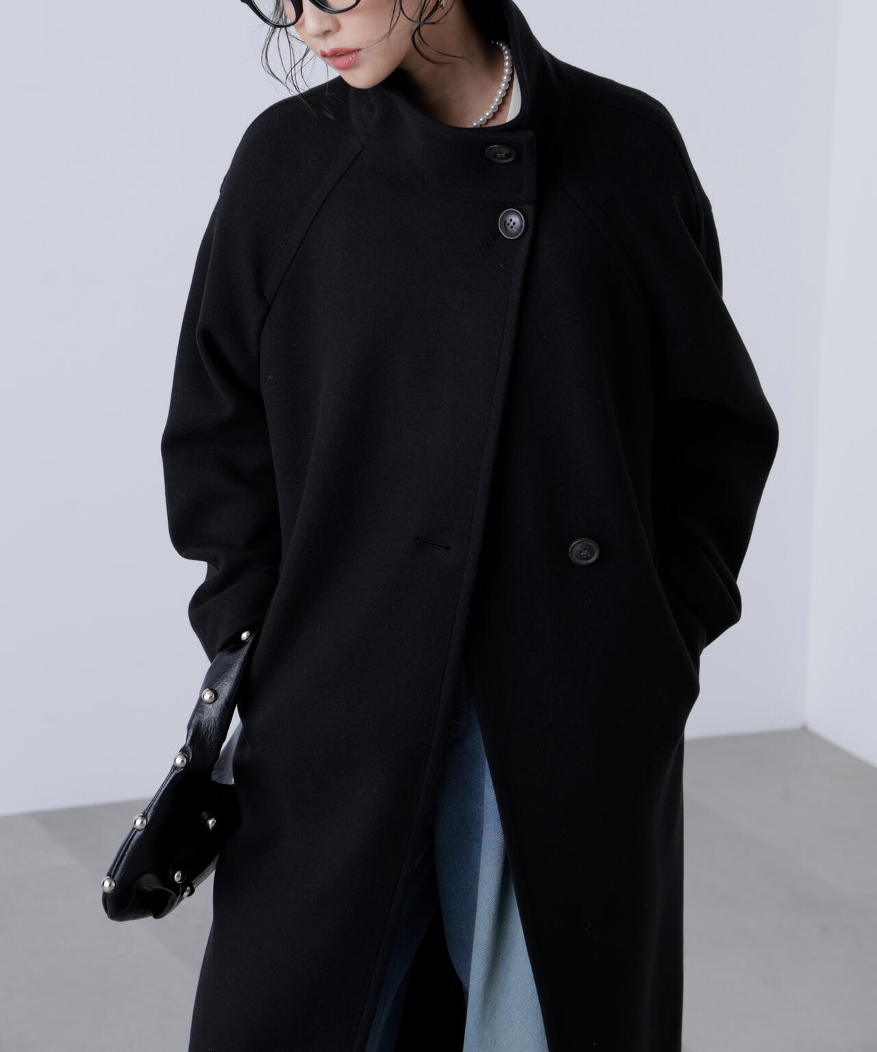 [累計販売5000枚！選べる4色]【3サイズ展開XS-M】スタンドカラーメルトンロングコート【低身長サイズ有】