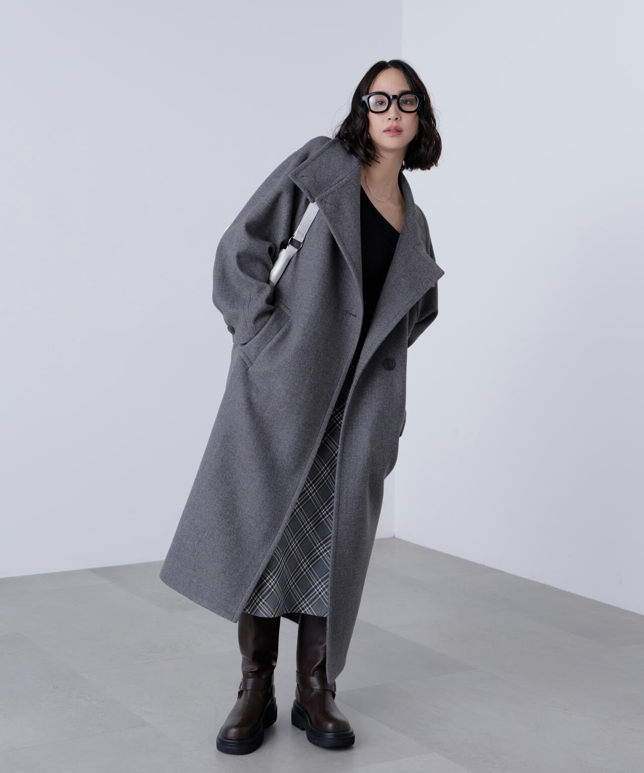 [累計販売5000枚！選べる4色]【3サイズ展開XS-M】スタンドカラーメルトンロングコート【低身長サイズ有】