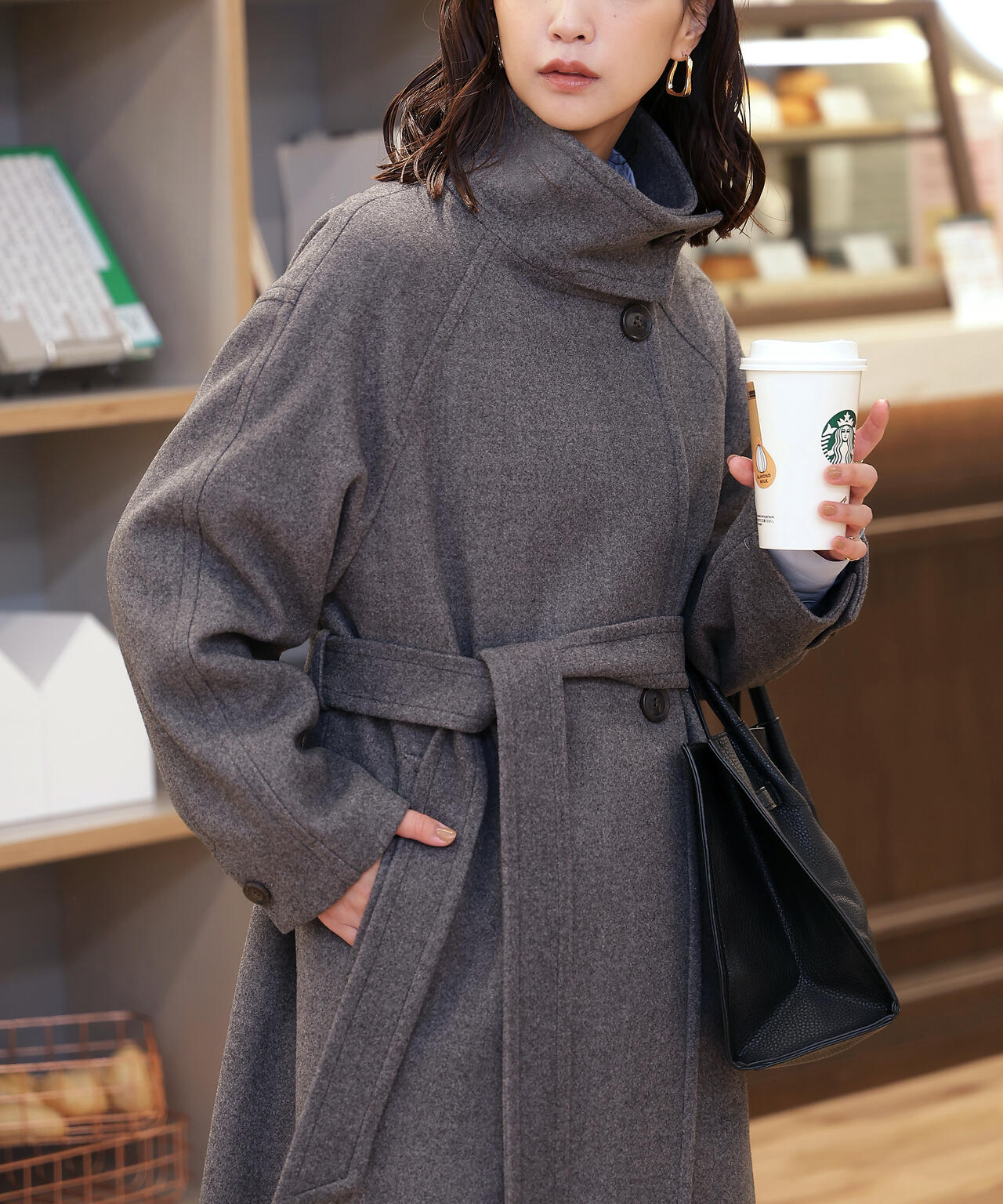 [累計販売5000枚！選べる4色]【3サイズ展開XS-M】スタンドカラーメルトンロングコート【低身長サイズ有】