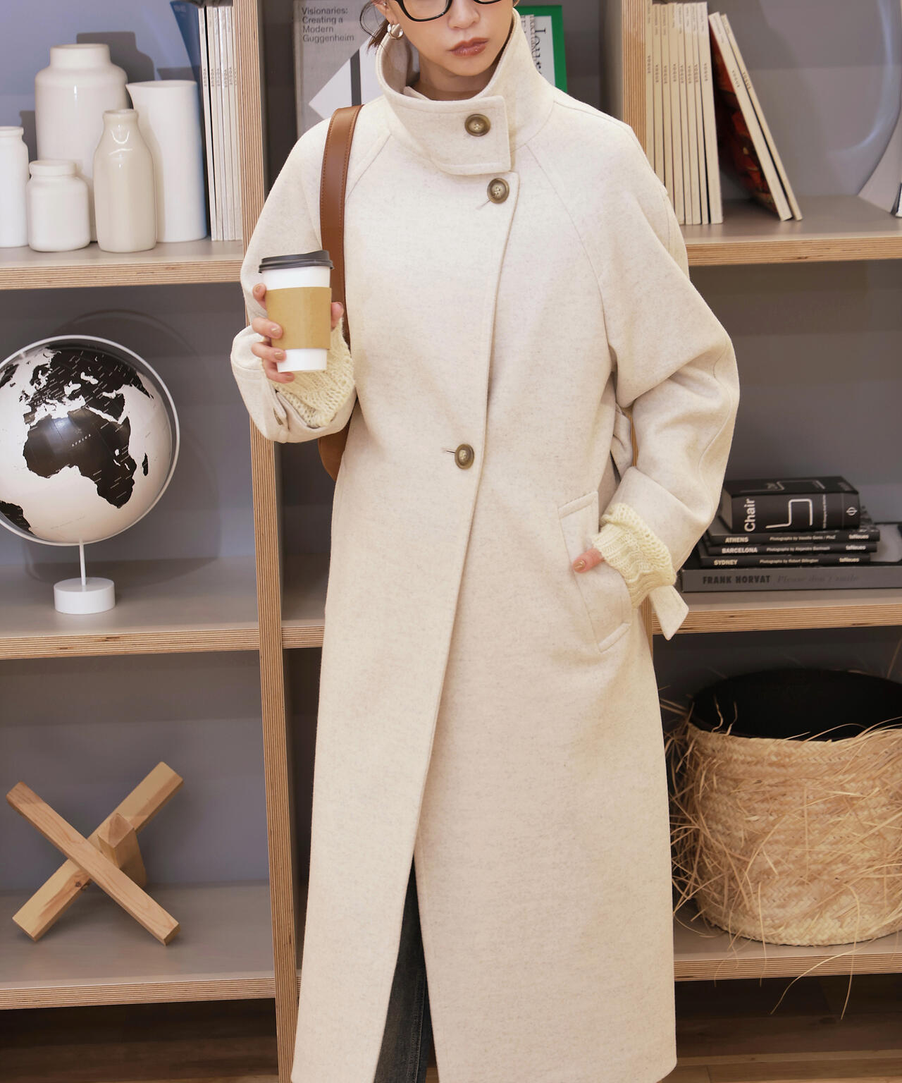 [累計販売5000枚！選べる4色]【3サイズ展開XS-M】スタンドカラーメルトンロングコート【低身長サイズ有】