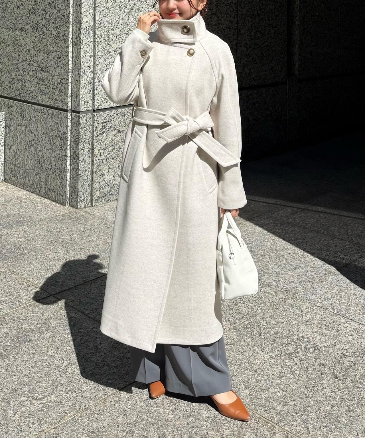 [累計販売5000枚！選べる4色]【3サイズ展開XS-M】スタンドカラーメルトンロングコート【低身長サイズ有】