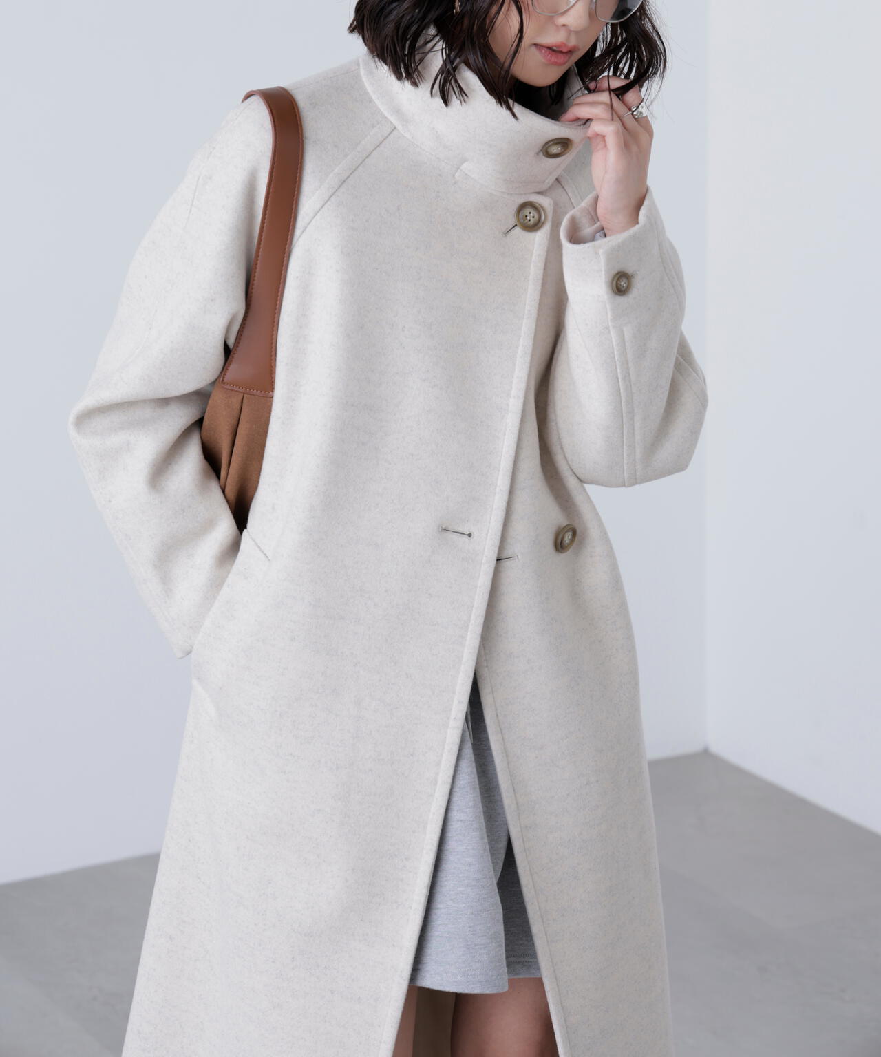 [累計販売5000枚！選べる4色]【3サイズ展開XS-M】スタンドカラーメルトンロングコート【低身長サイズ有】