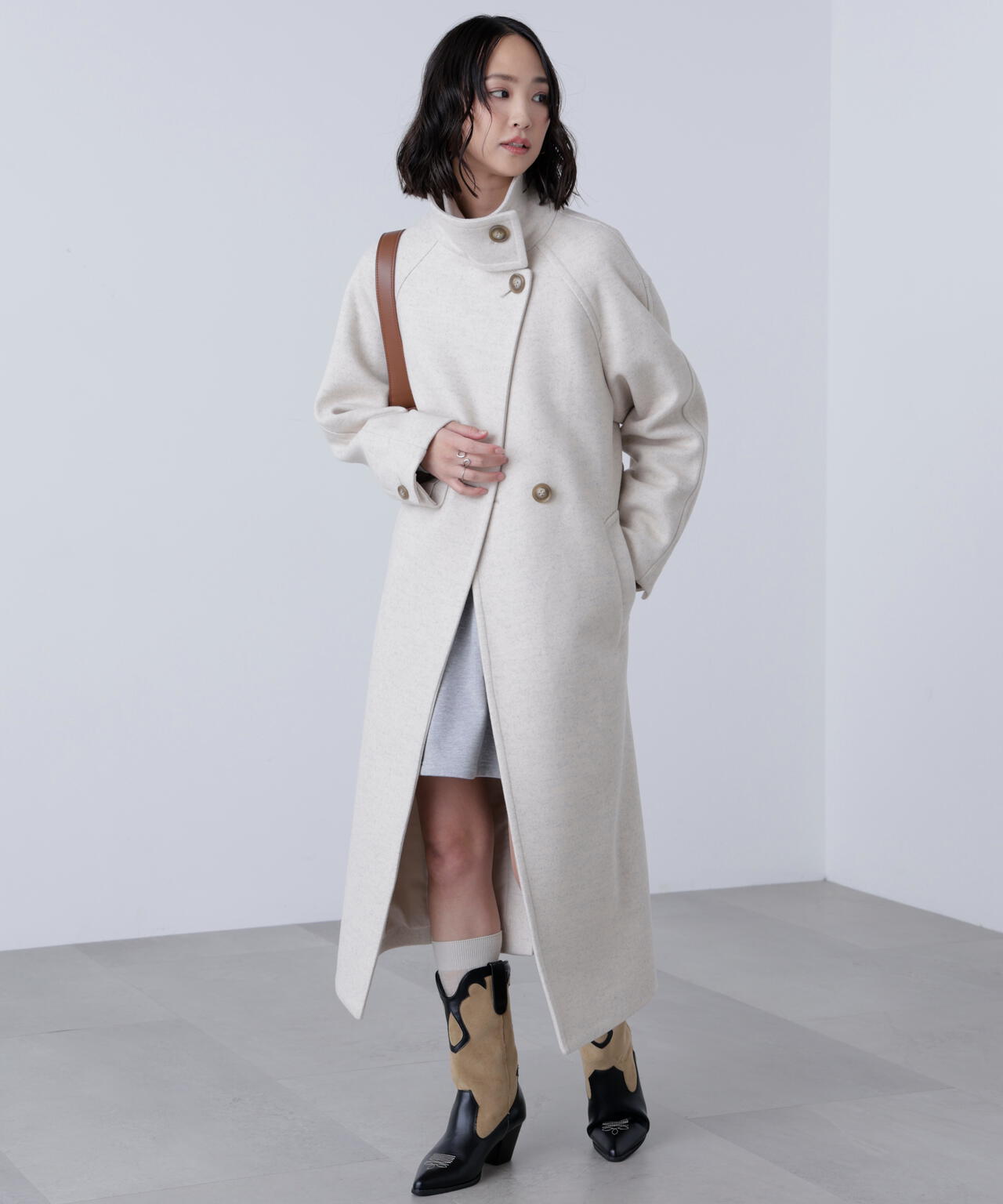 [累計販売5000枚！選べる4色]【3サイズ展開XS-M】スタンドカラーメルトンロングコート【低身長サイズ有】