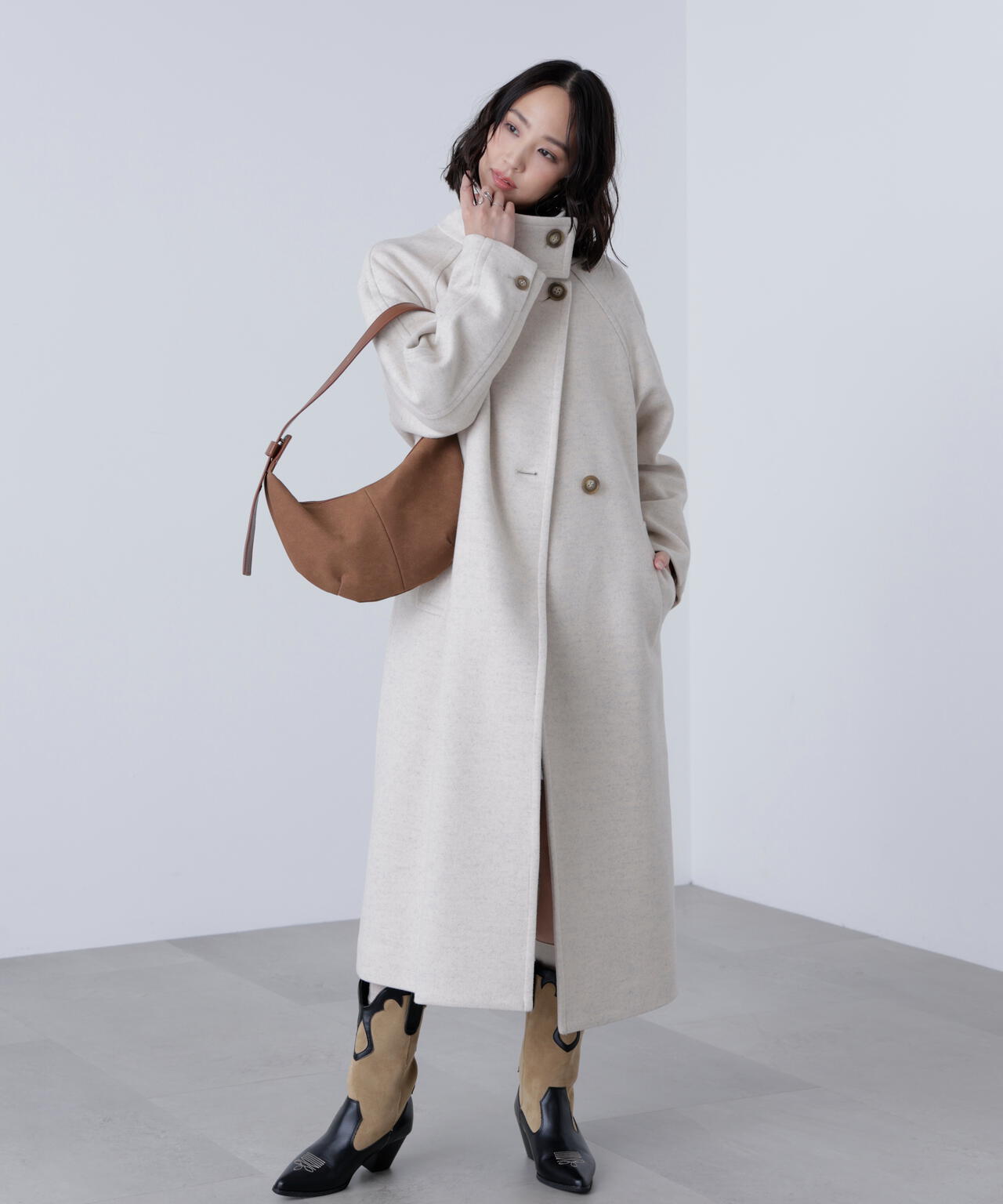 [累計販売5000枚！選べる4色]【3サイズ展開XS-M】スタンドカラーメルトンロングコート【低身長サイズ有】